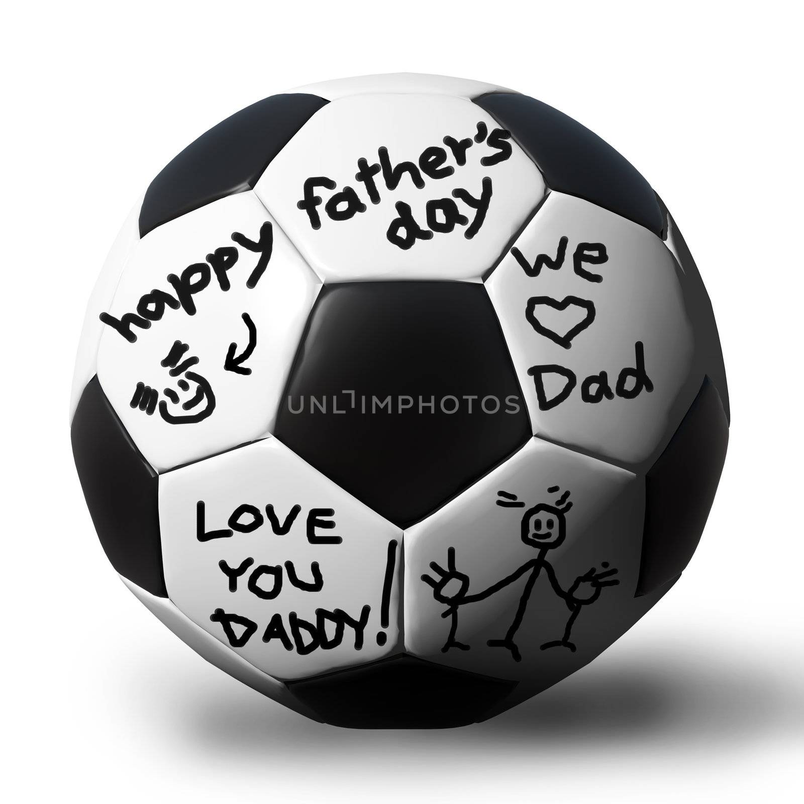 Handwriting on a soccerball for your father.