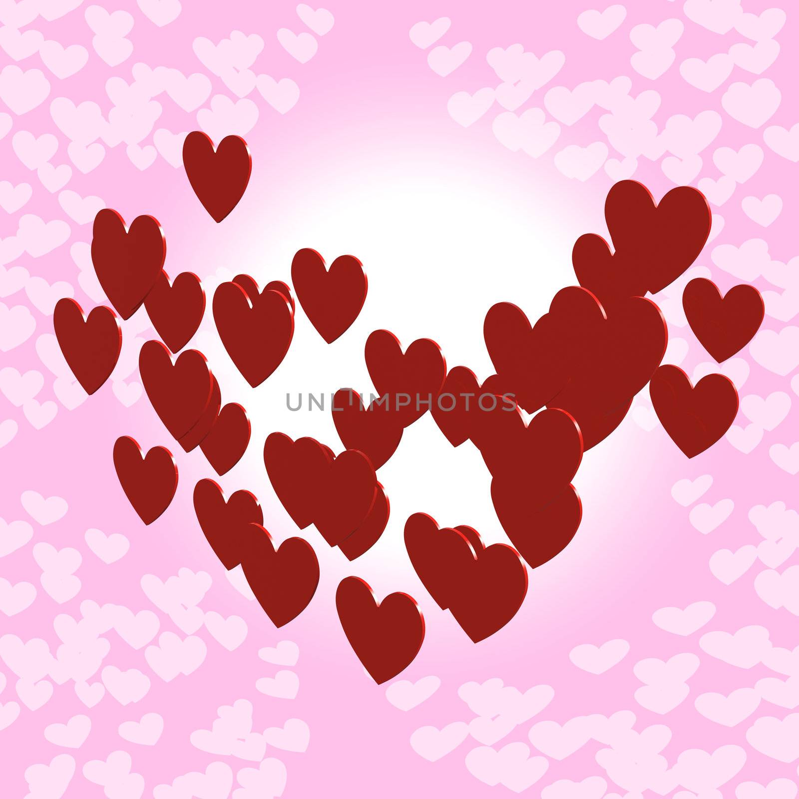 Valentine hearts on pink background by siraanamwong