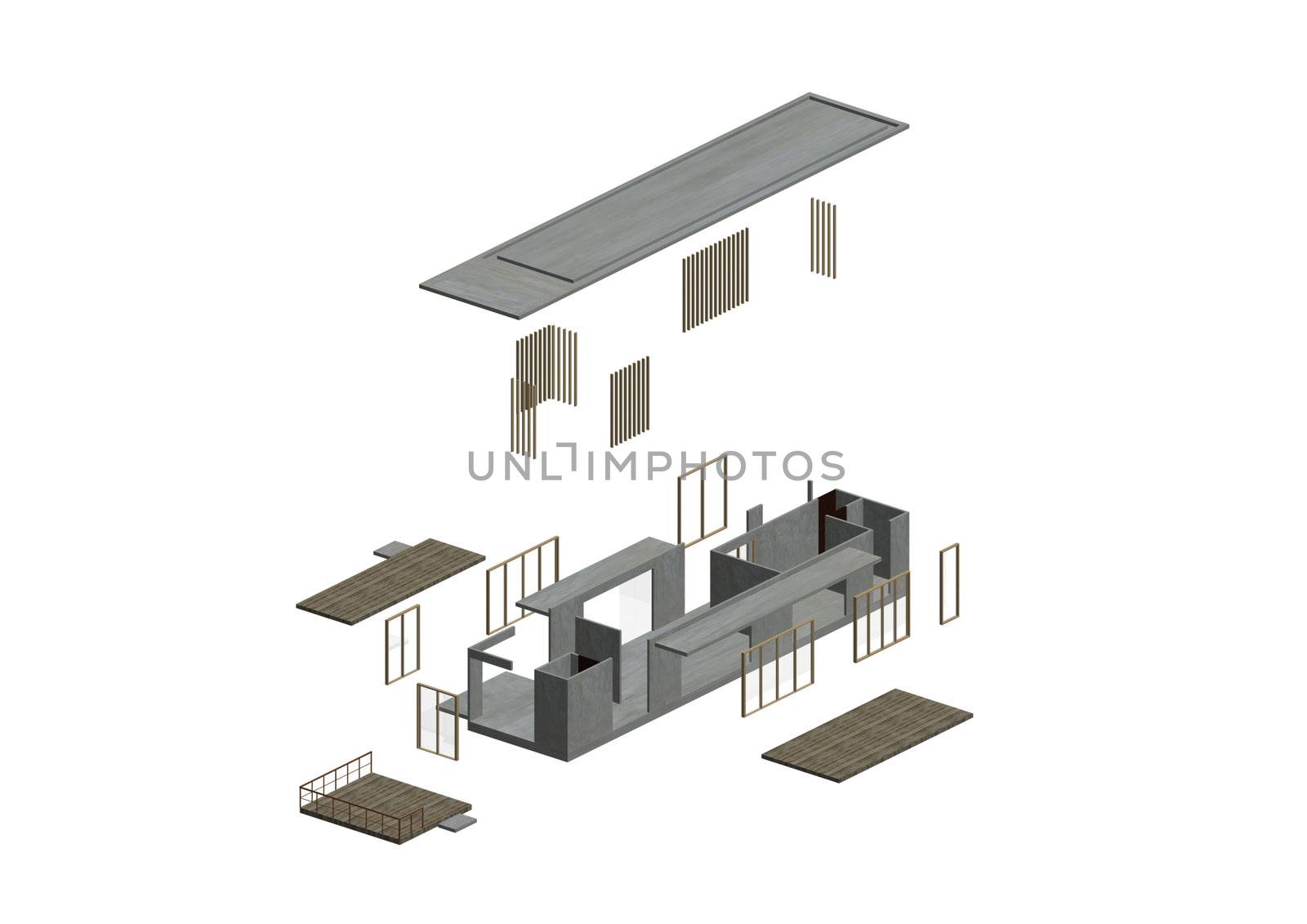 Architecture Exploded in axonometric by siraanamwong