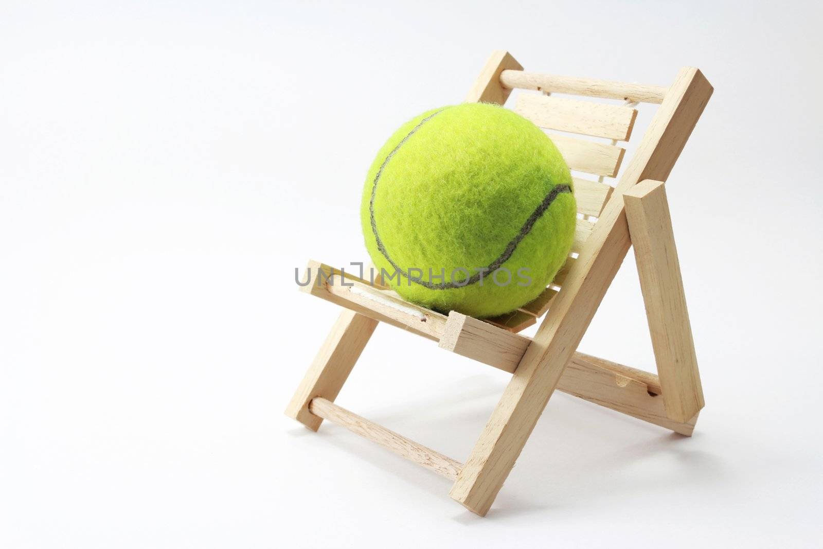 Tennis and chair on white background by Myimagine