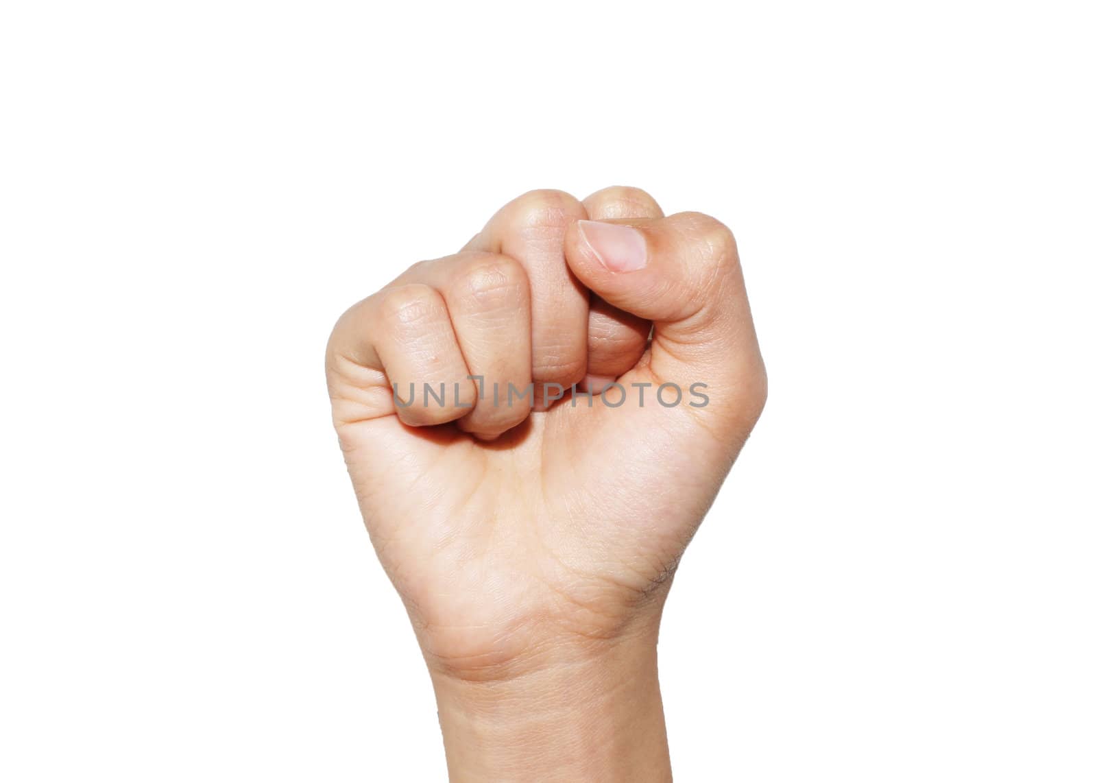Hand of success in isolated background