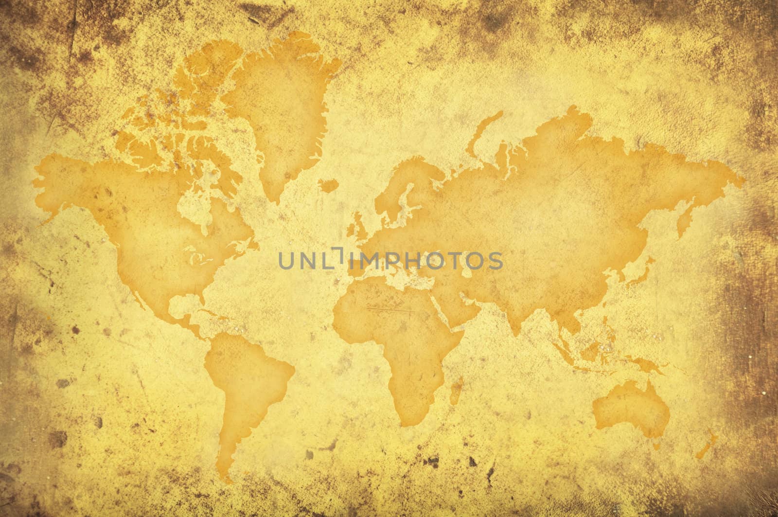 Grungy yellow international map of the world