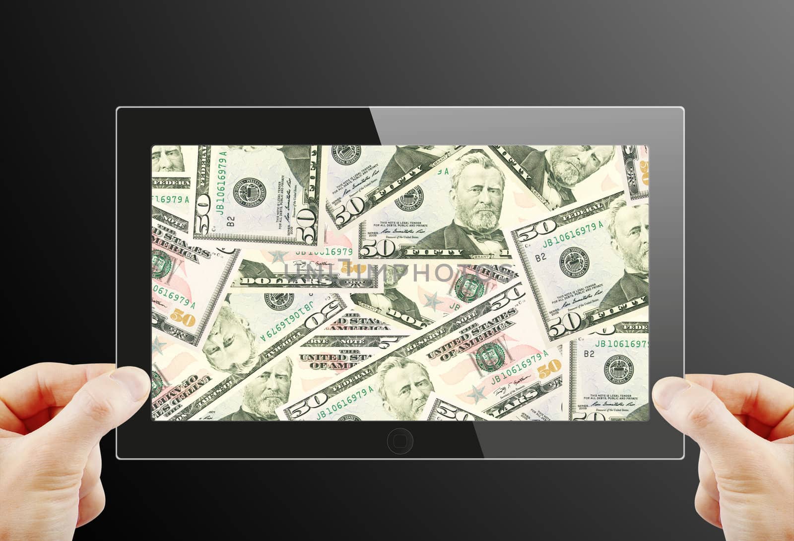Black generic tablet pc, 3d render.