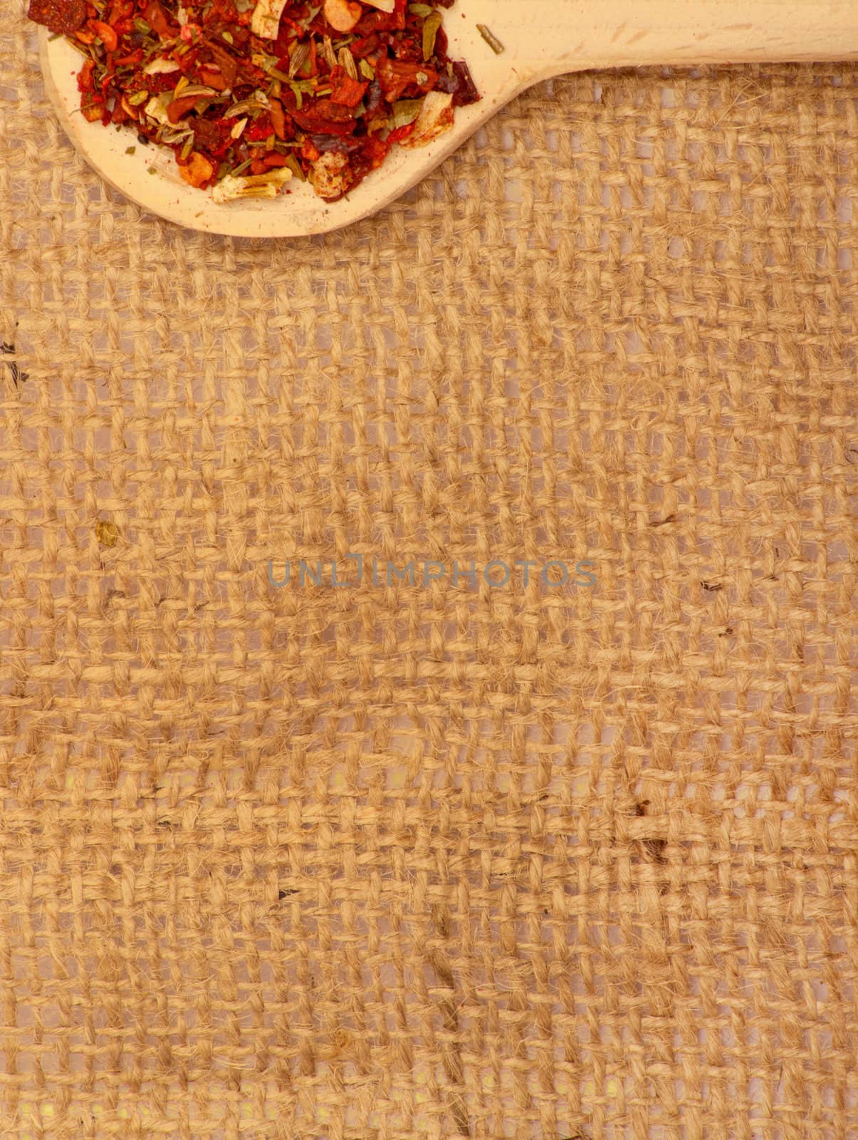 Spices on burlap