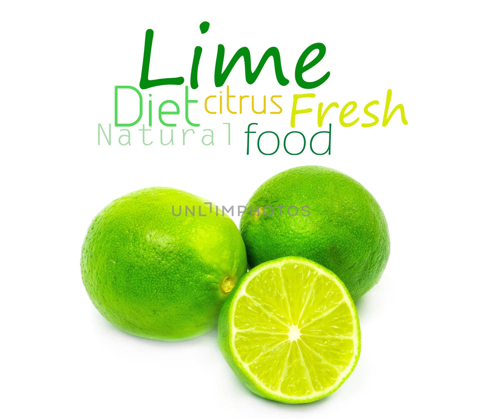 Fresh ripe lime. Isolated on white background