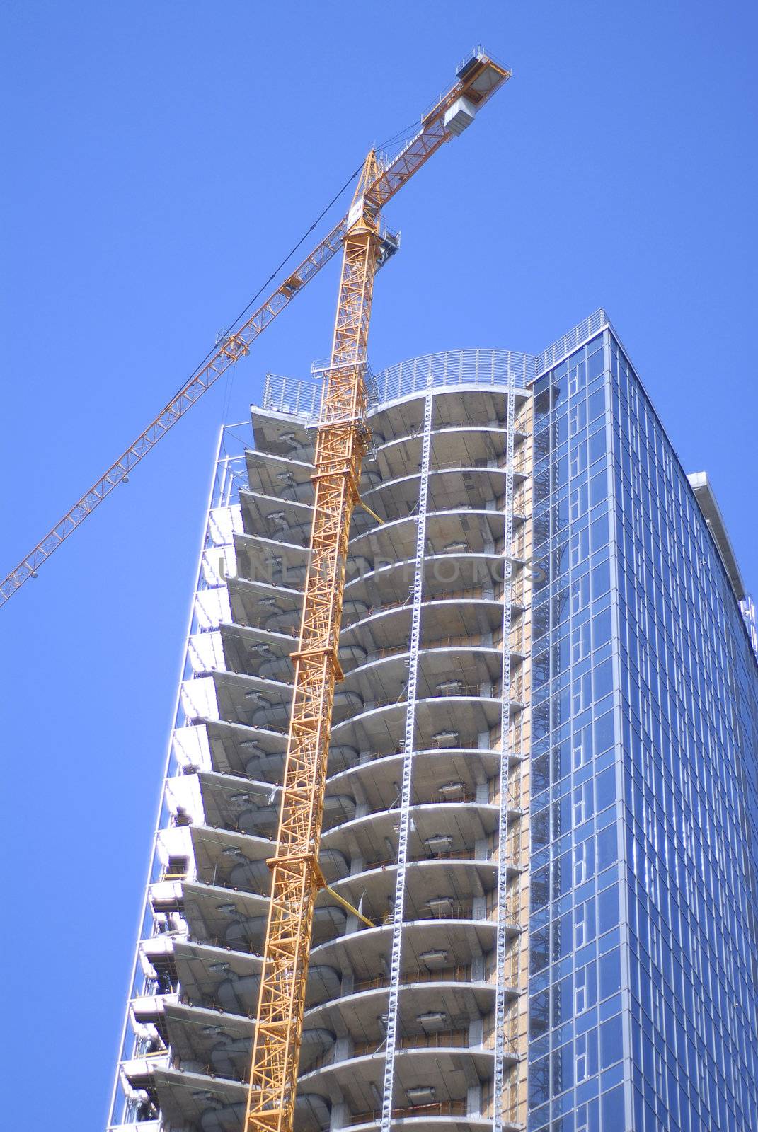 construction of modern skyscrapers and building crane