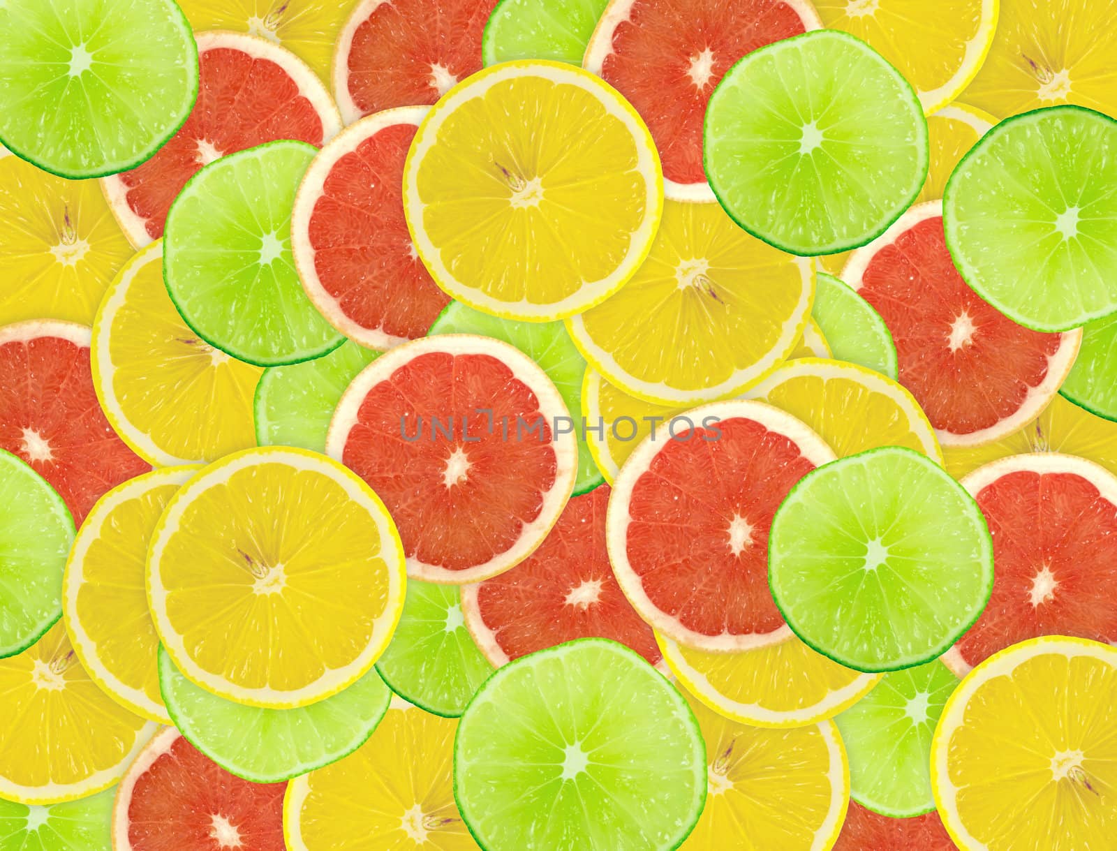 Abstract background of citrus slices. Closeup. Studio photography.