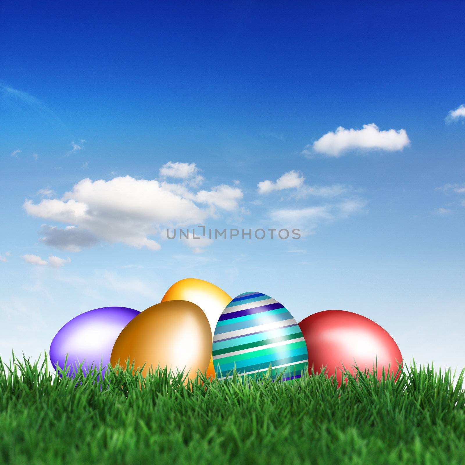 Easter under blue sky by photochecker