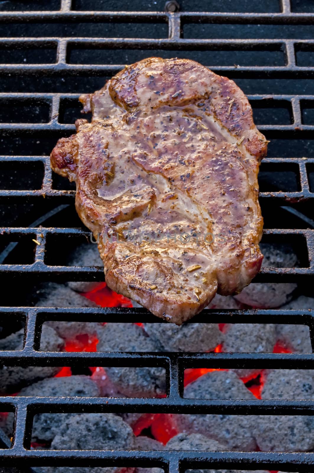 roasted pork neck on barbecue by Jochen