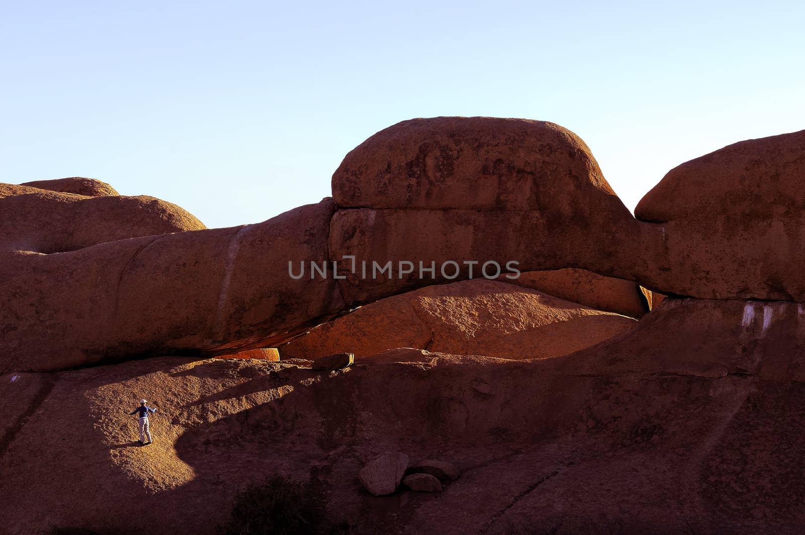 Sunrise at the natural arch at Spitzkoppe, Namibia