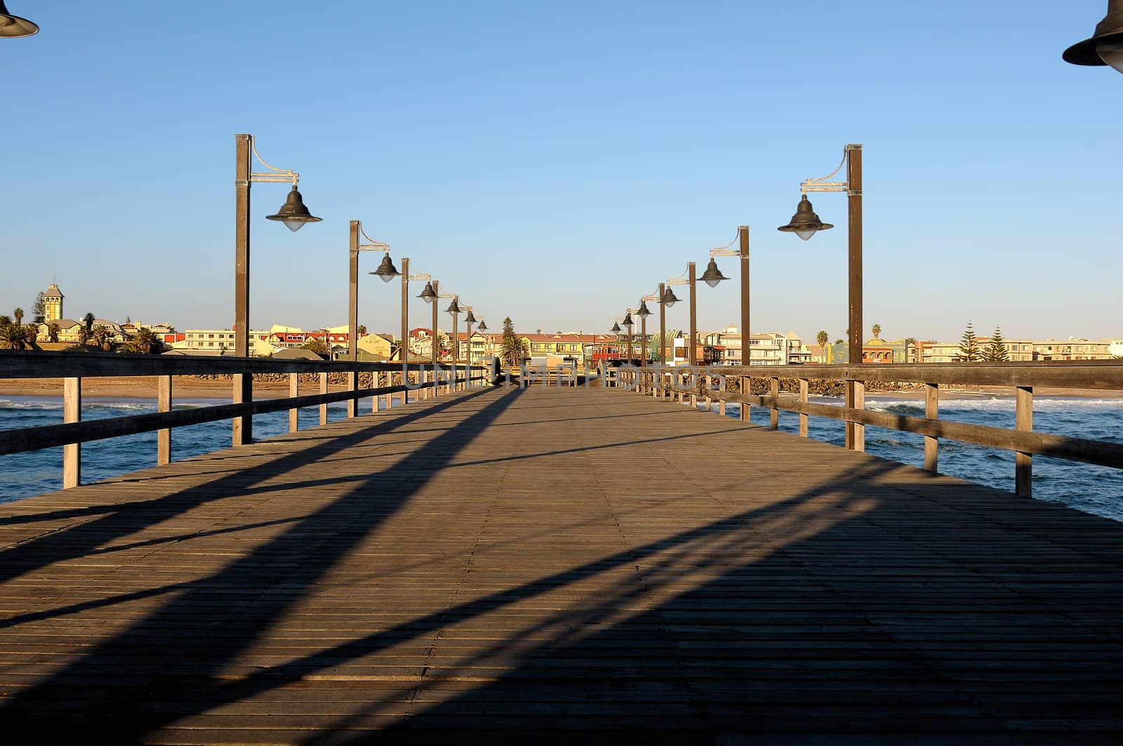 Old historic German jetty in Swakopmund Namibia