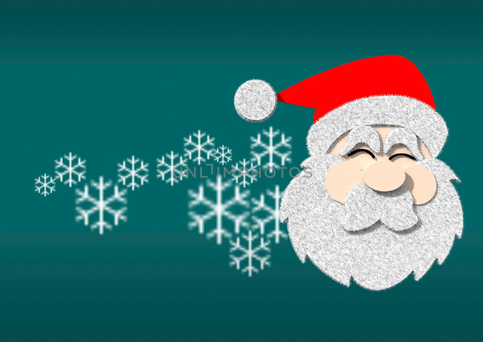 graphic santa on blue background by siraanamwong