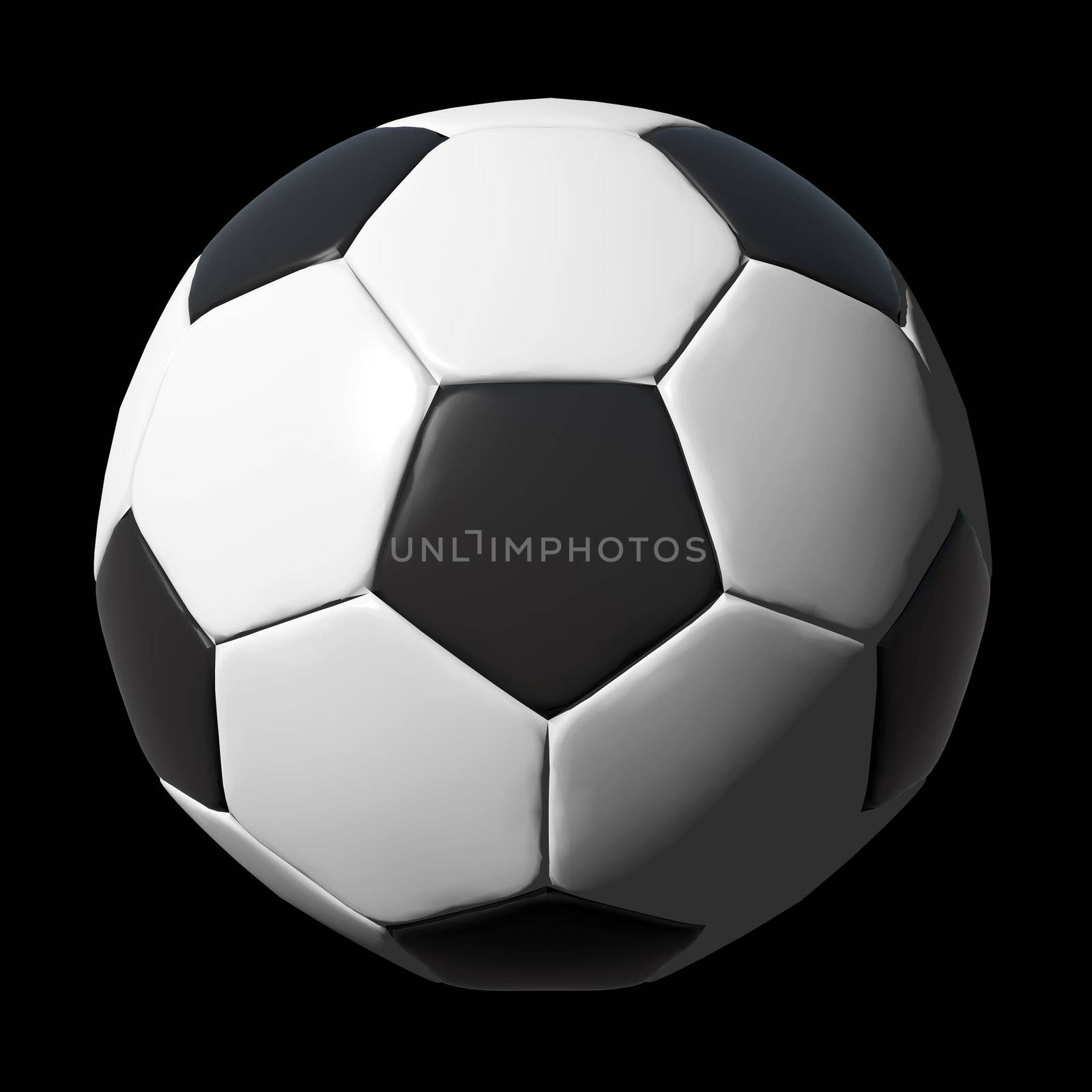 Leather soccer ball isolated on black background.