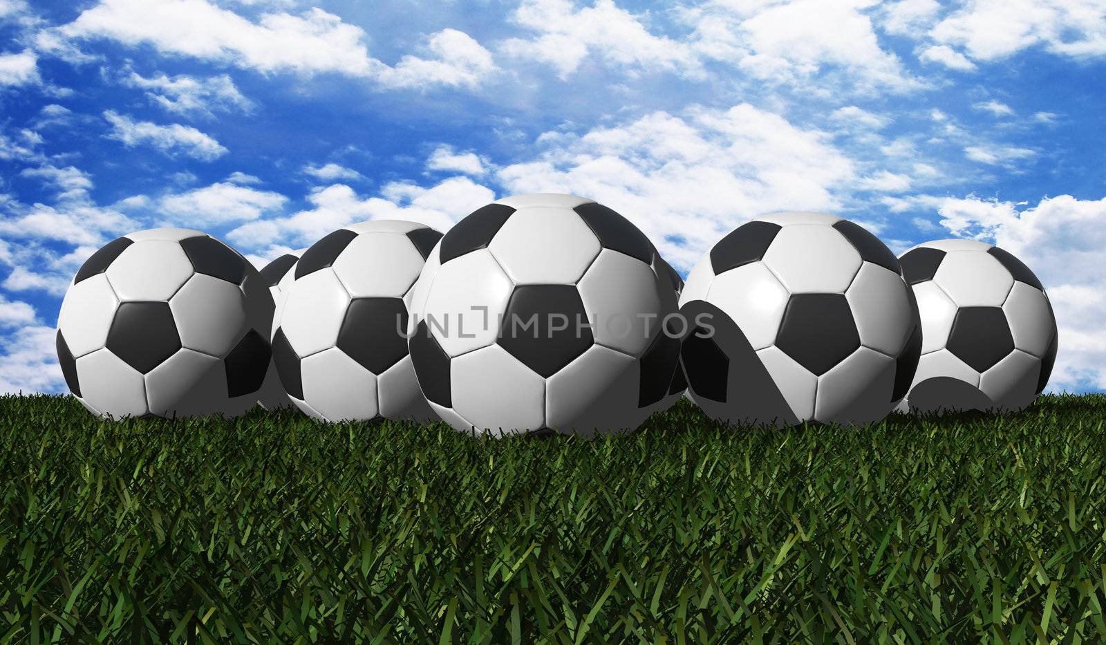 Soccer ball on a green grass by siraanamwong