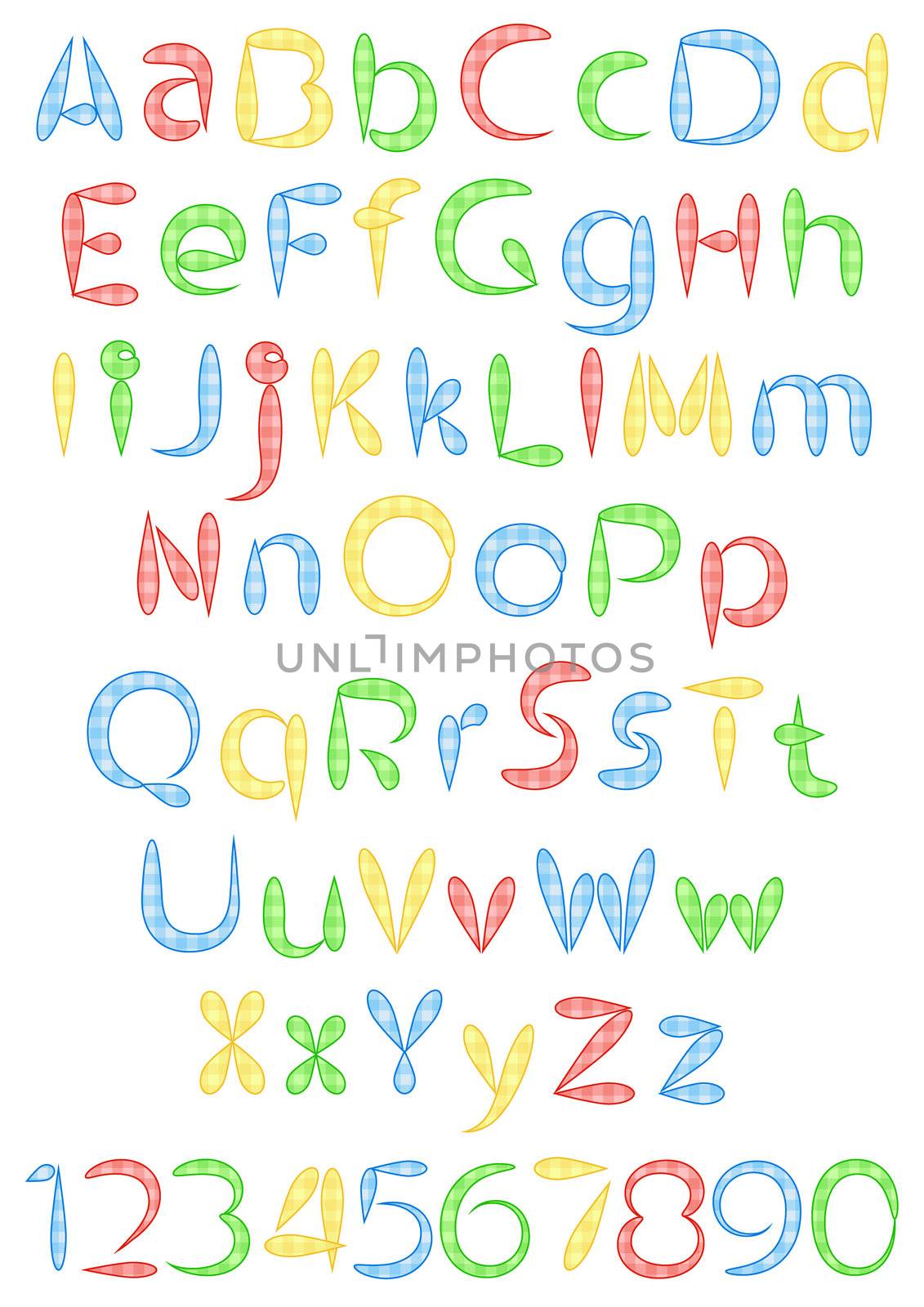 fun colorful alphabet letters and numbers vector illustration