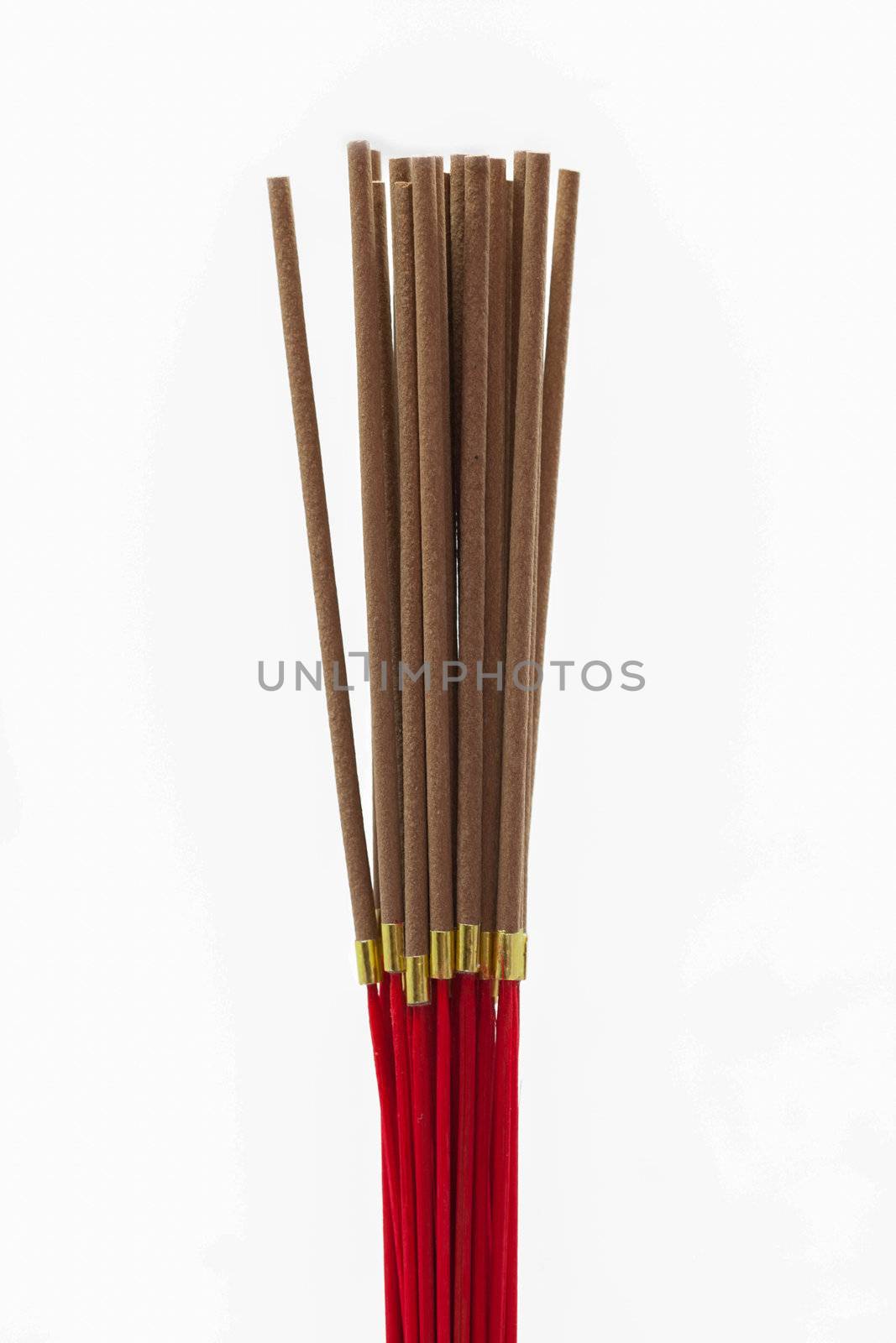 Many incense sticks isolated on white background