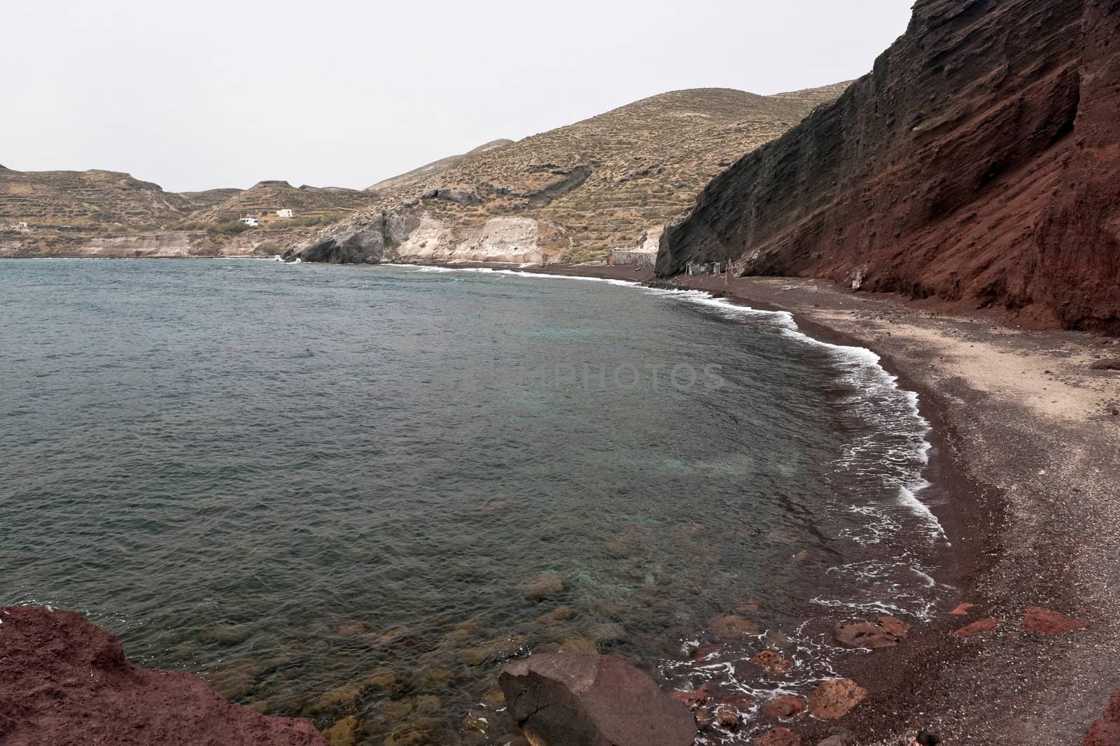 Santorini Red beach with incoming waves