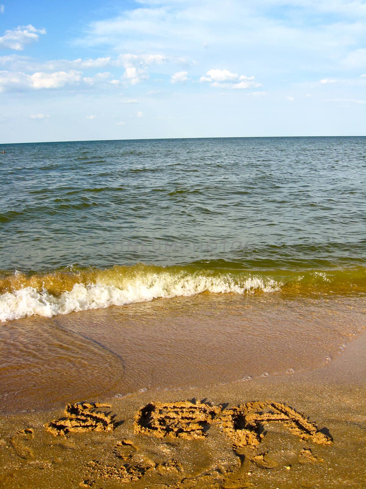 inscription on the sea sand by alexmak