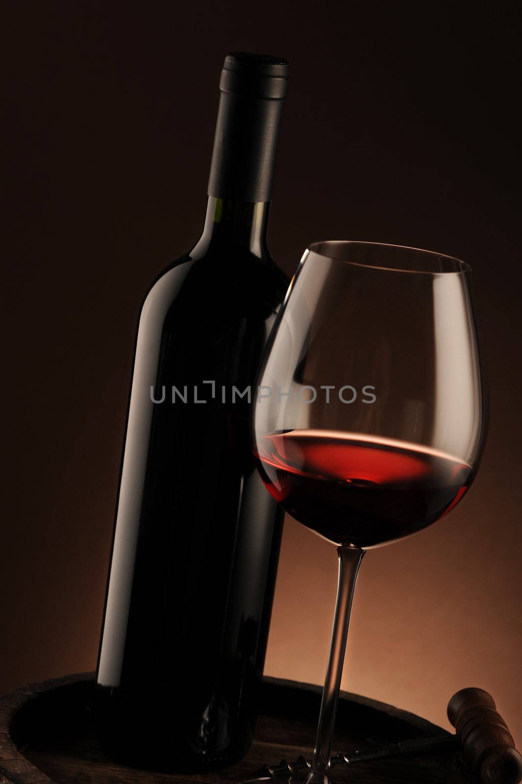 red wine, bottle and glass by stokkete