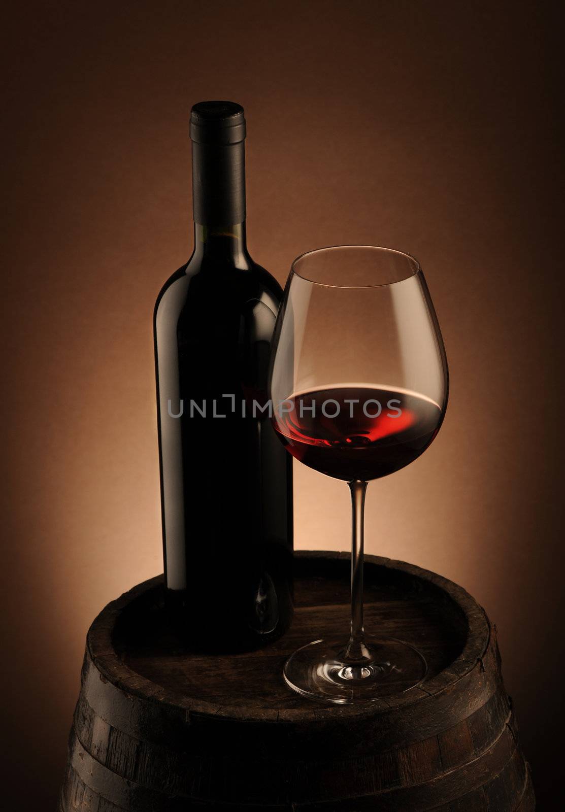 red wine, bottle and glass by stokkete