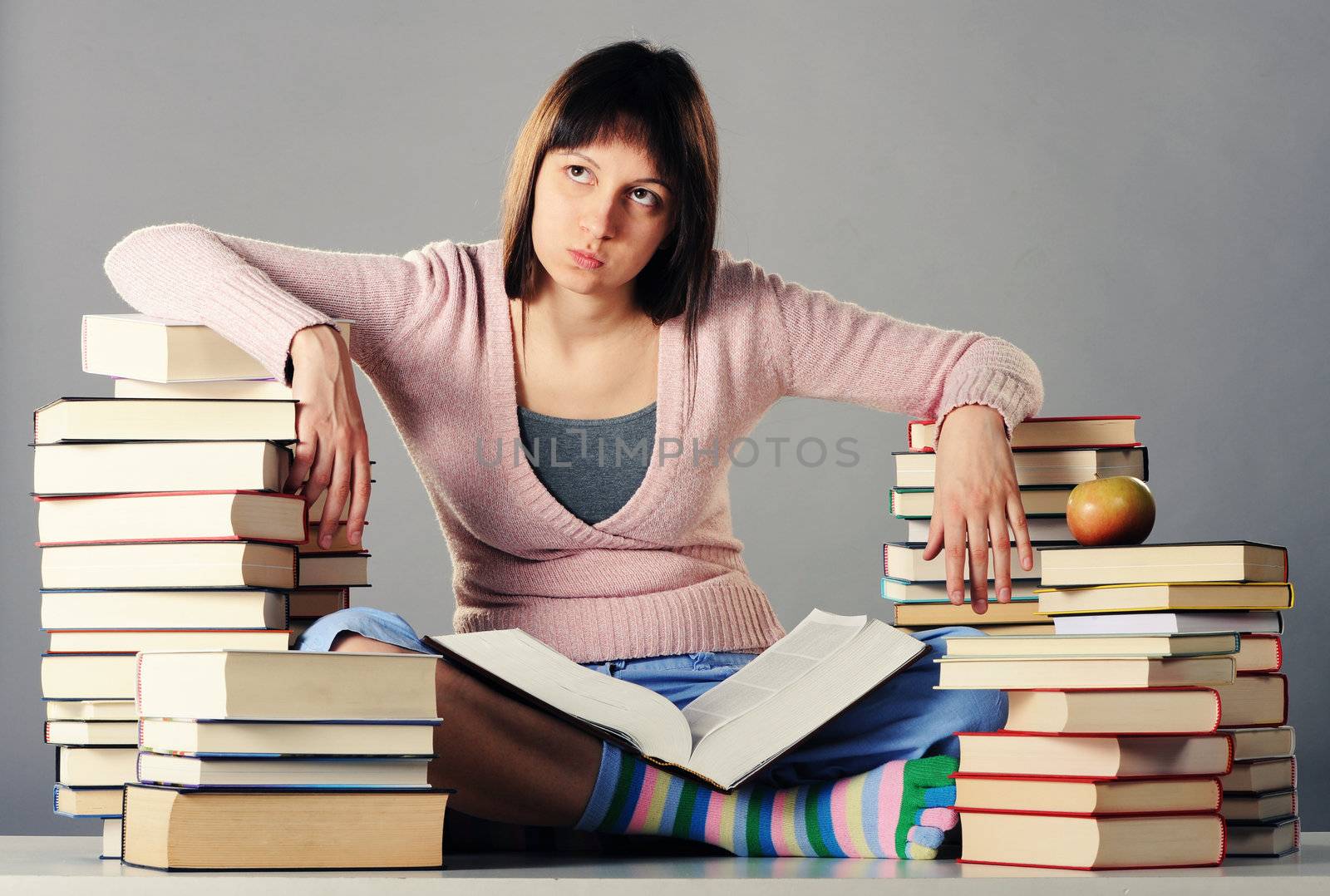 Girl exhausted from studying. similar pictures on my portfolio by stokkete