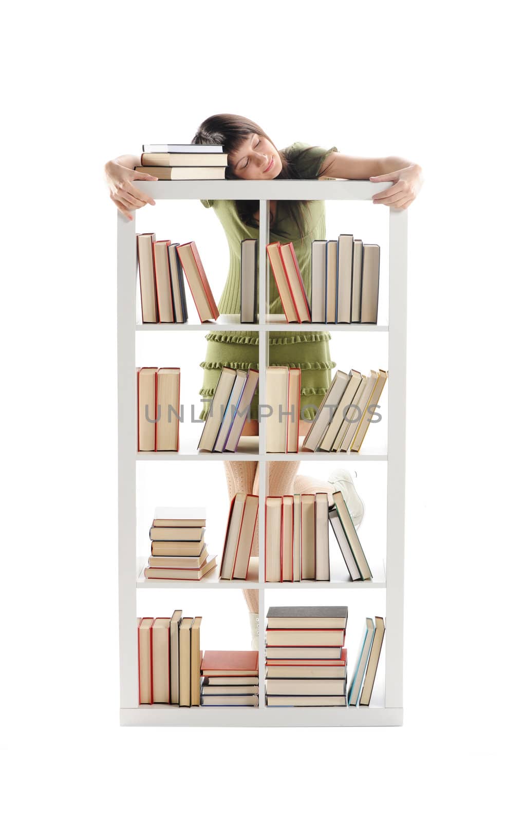 female student with books, white background by stokkete