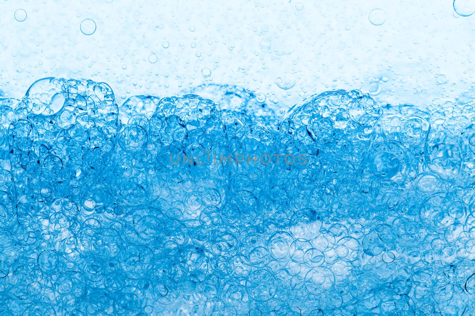 Background of Blue Bubbles Foam, closeup