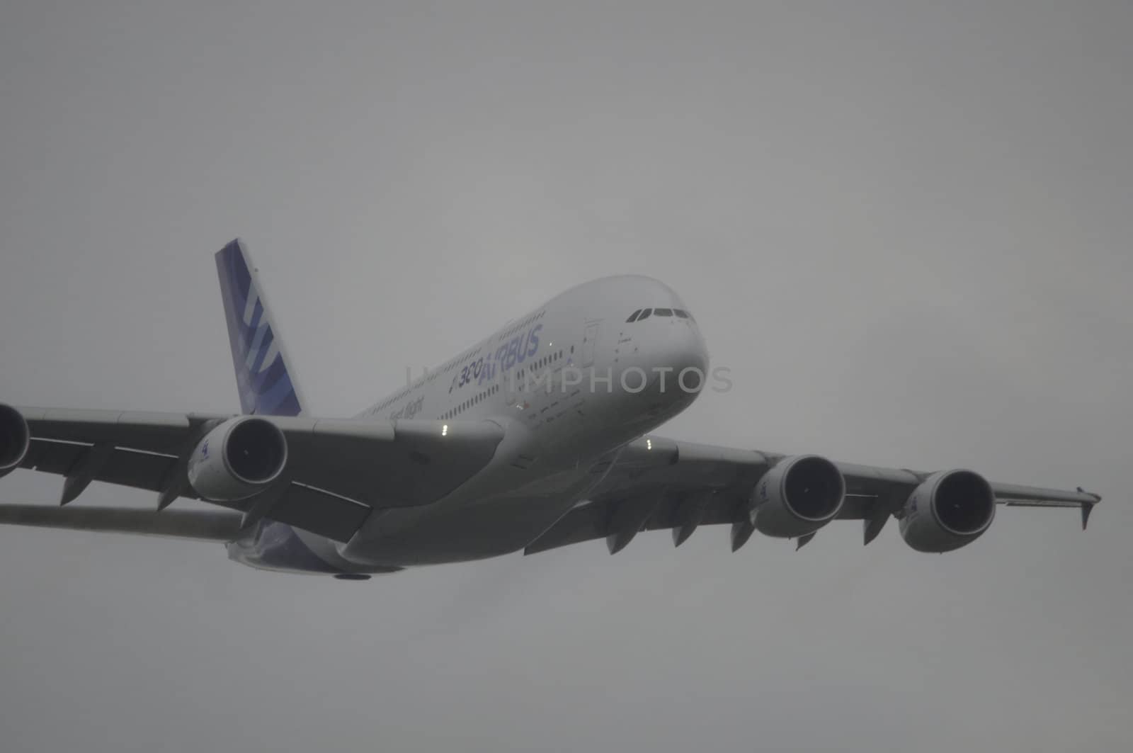 LONDON, UK, Saturday July 14, 2012. The Airbus A380 displaying at Farnborough International Airshow 2012.