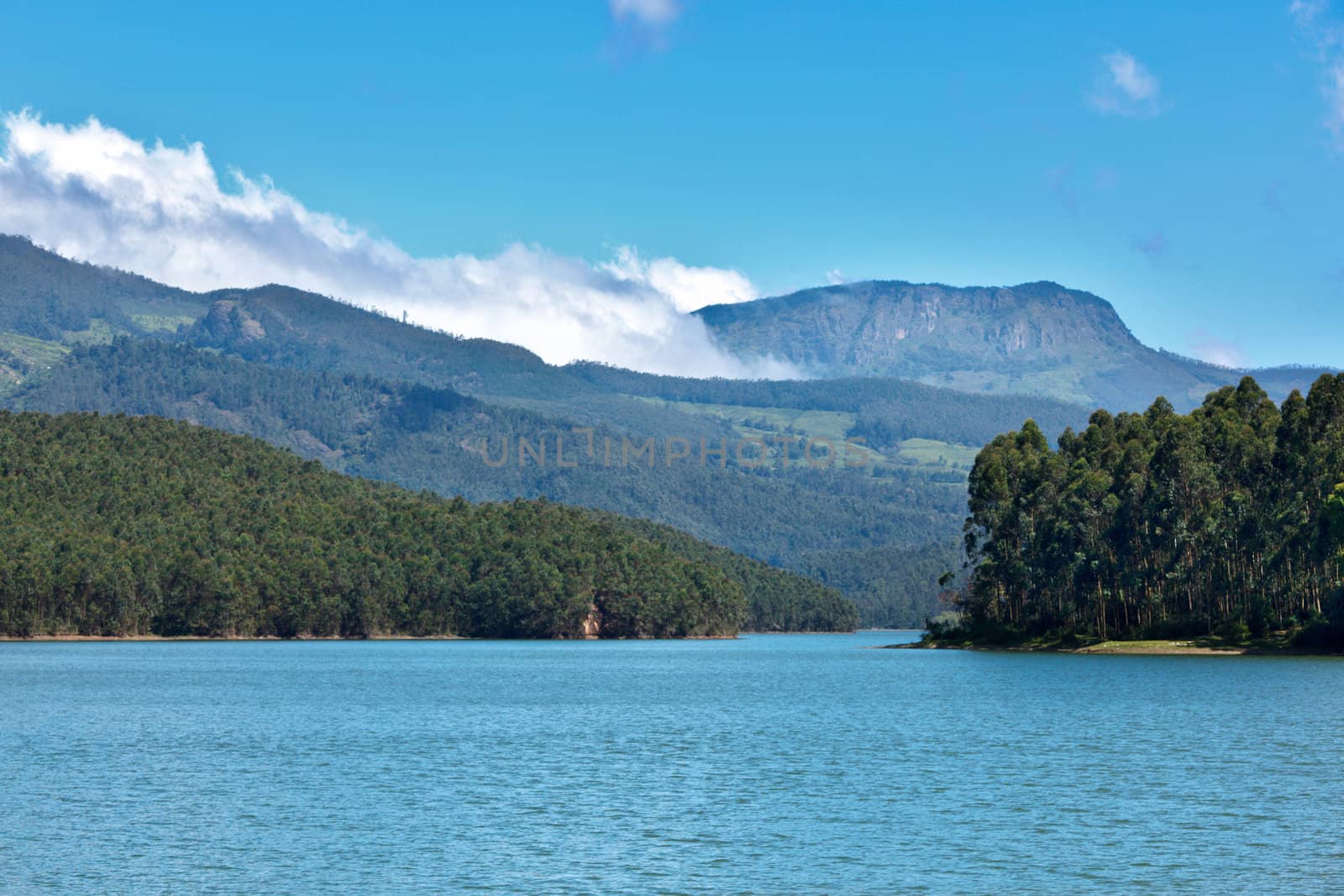 Mountain lake with clouds.Kerala, India