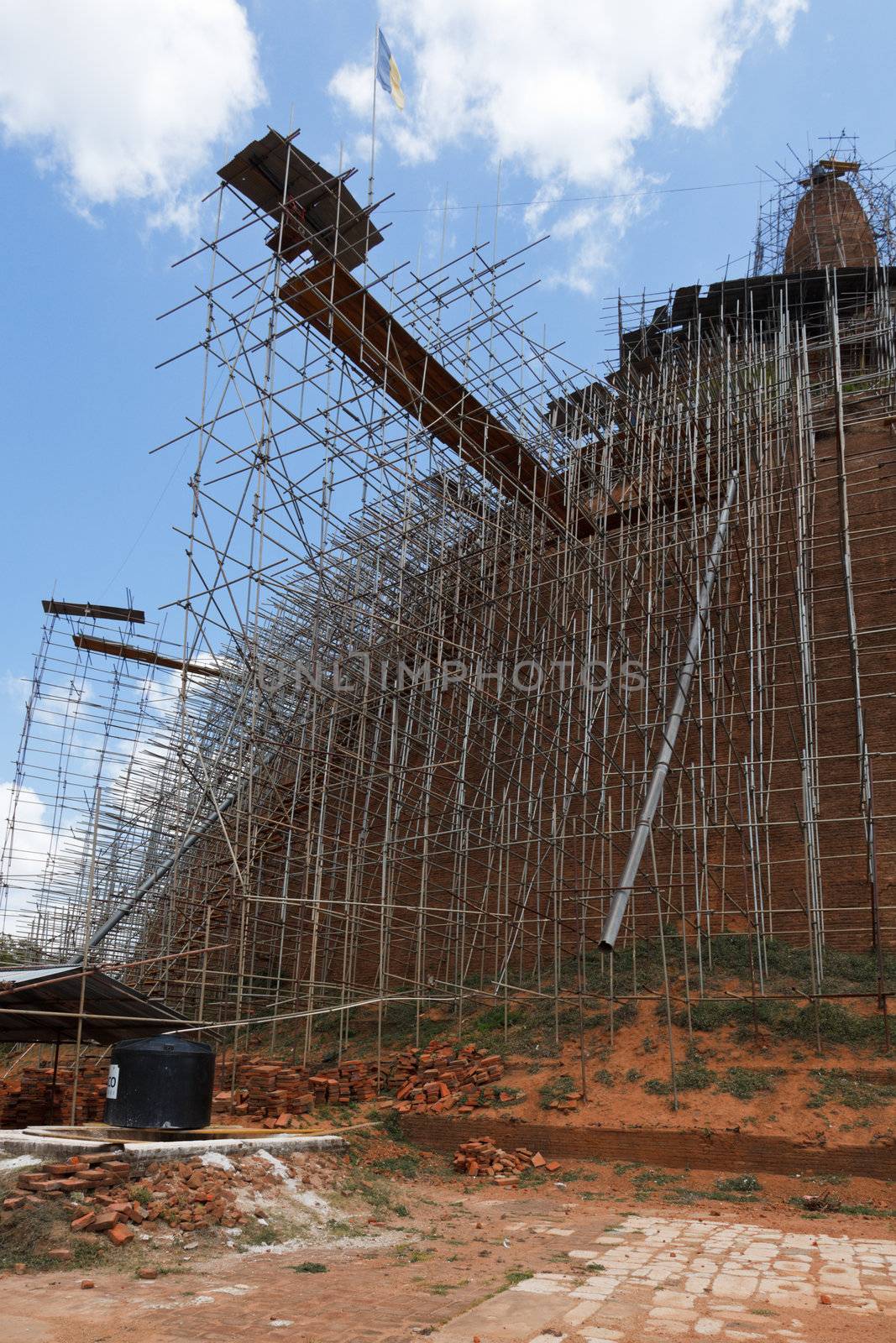 Abhayagiri Dagoba undergoing reconstruction, Anuradhapura, Sri Lanka