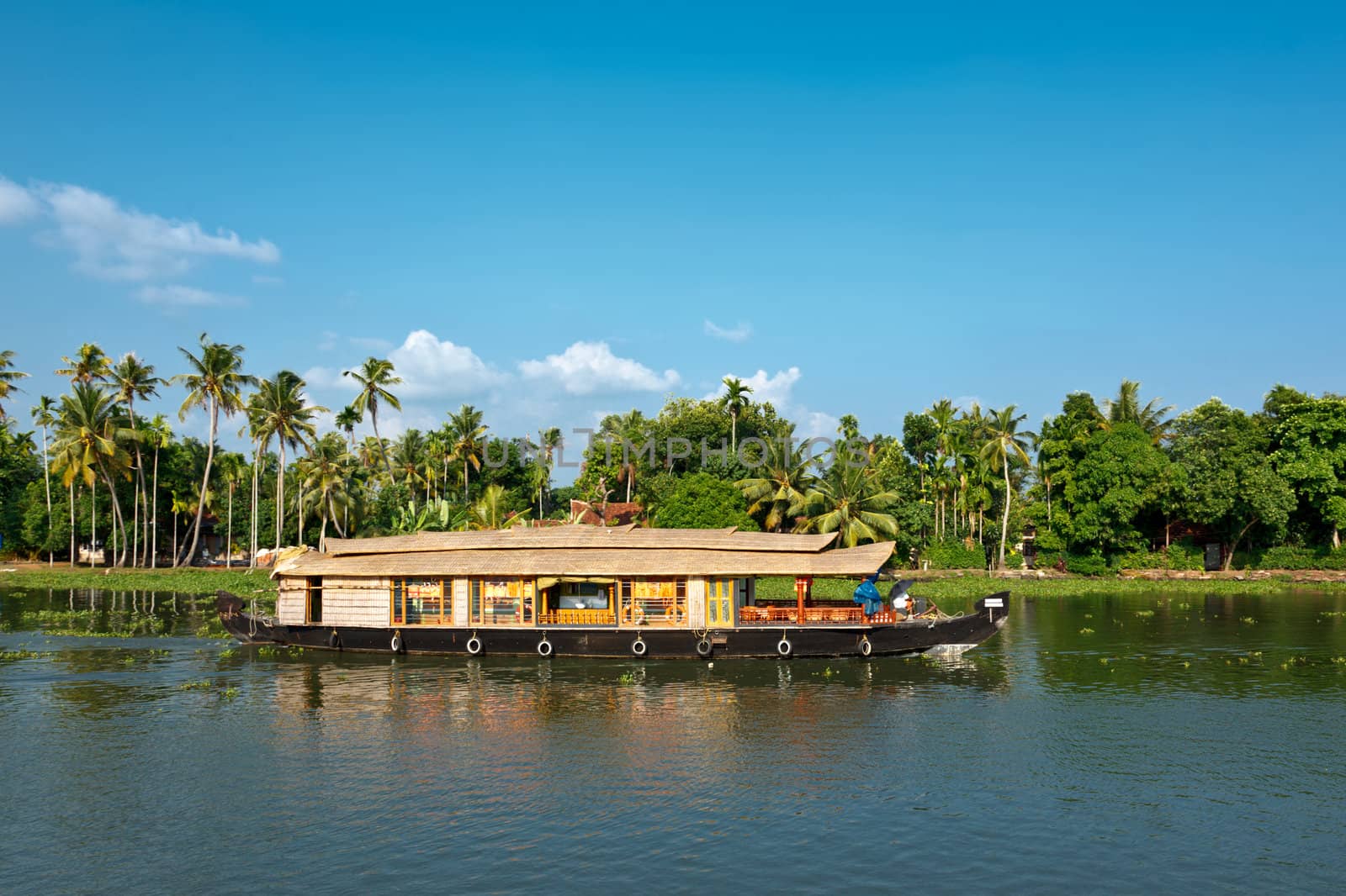 Houseboat on Kerala backwaters, India by dimol