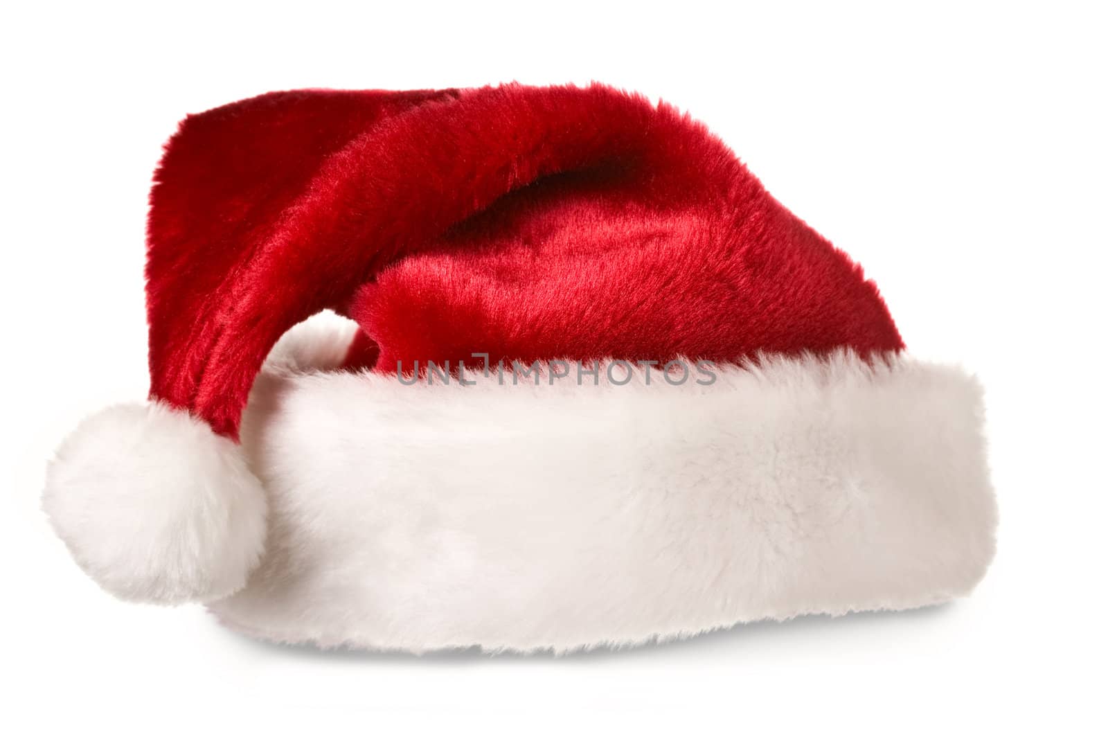 Santa's red hat isolated on white background with shadow