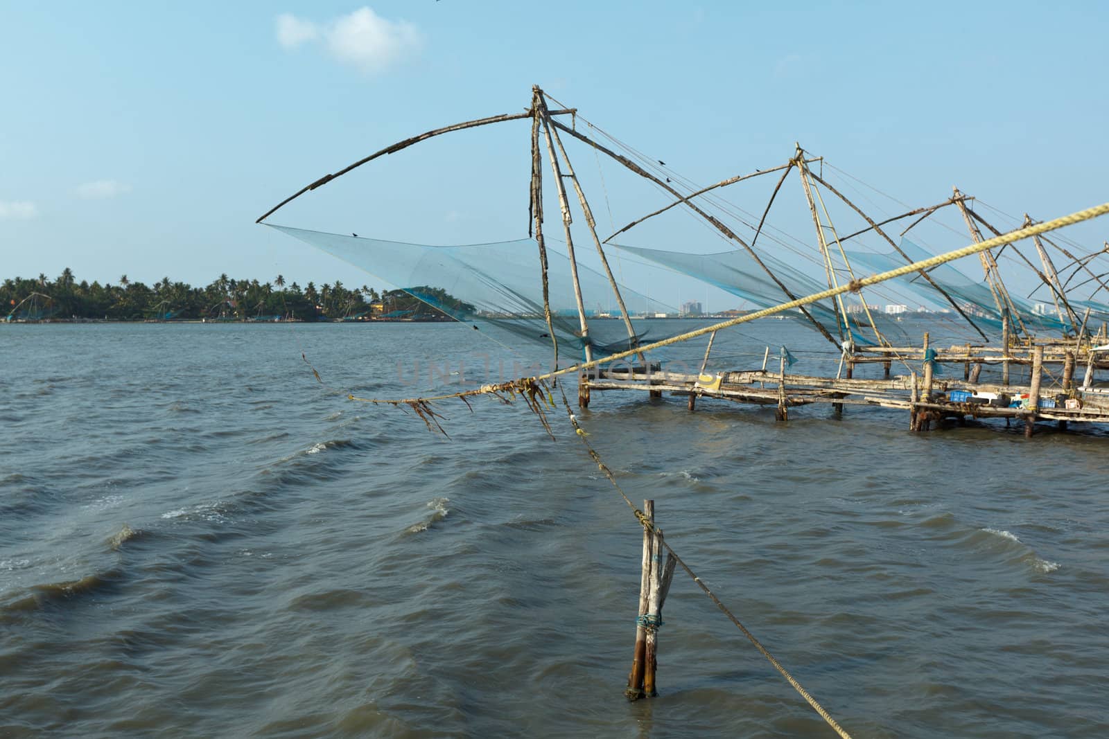 Chinese fishnets on sunset. Kochi, Kerala, India by dimol