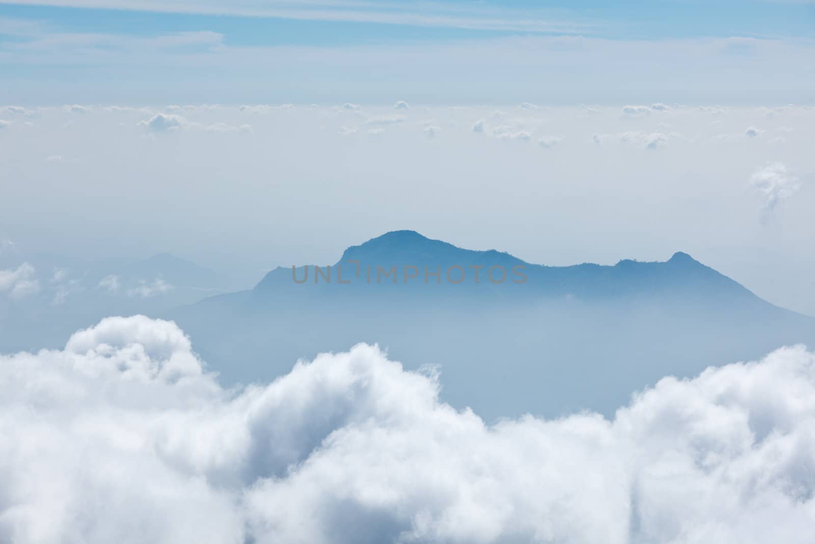 Mountains in clouds. Kodaikanal, Tamil Nadu