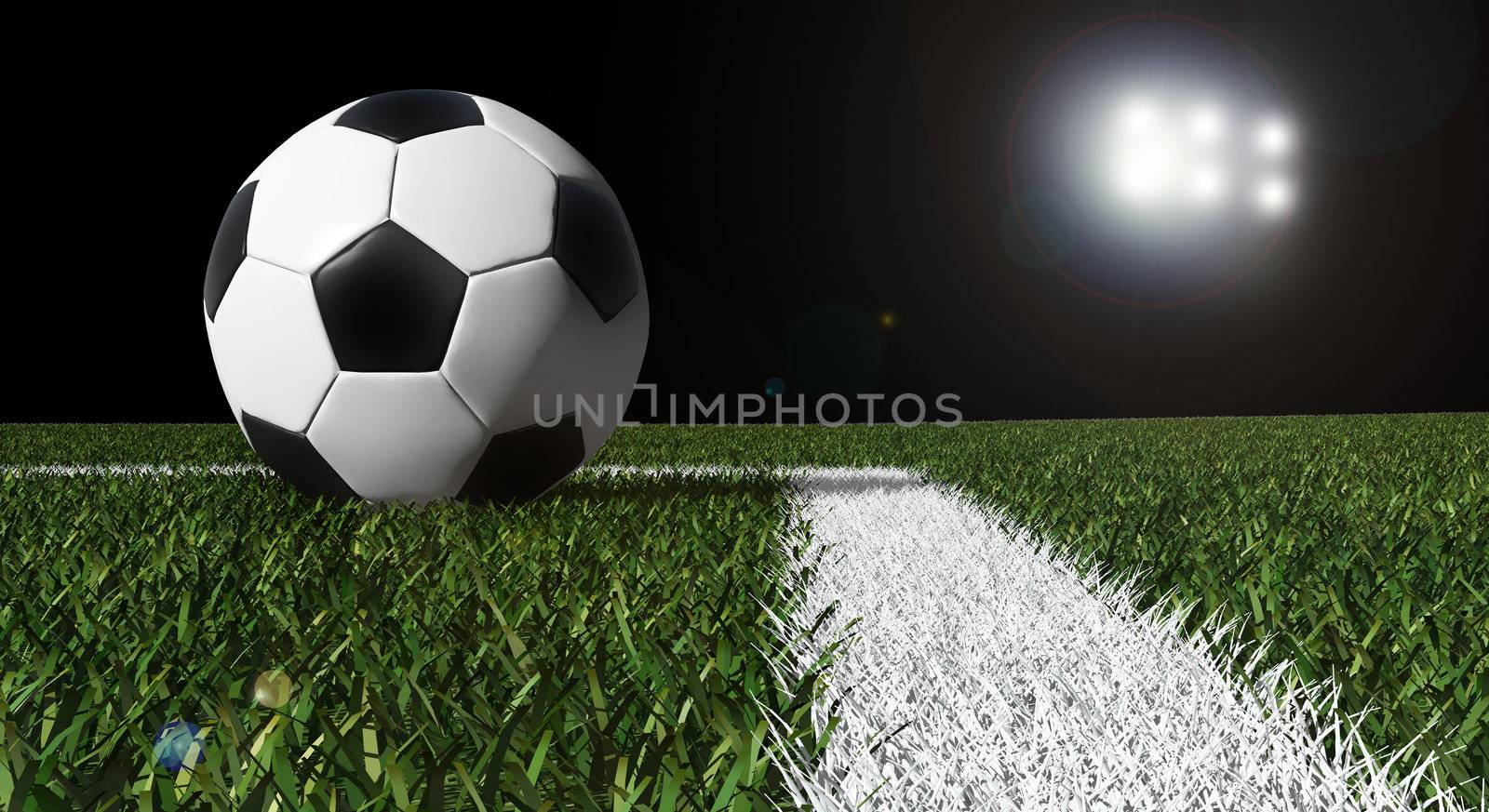 Soccer ball on the field of stadium with light  by siraanamwong