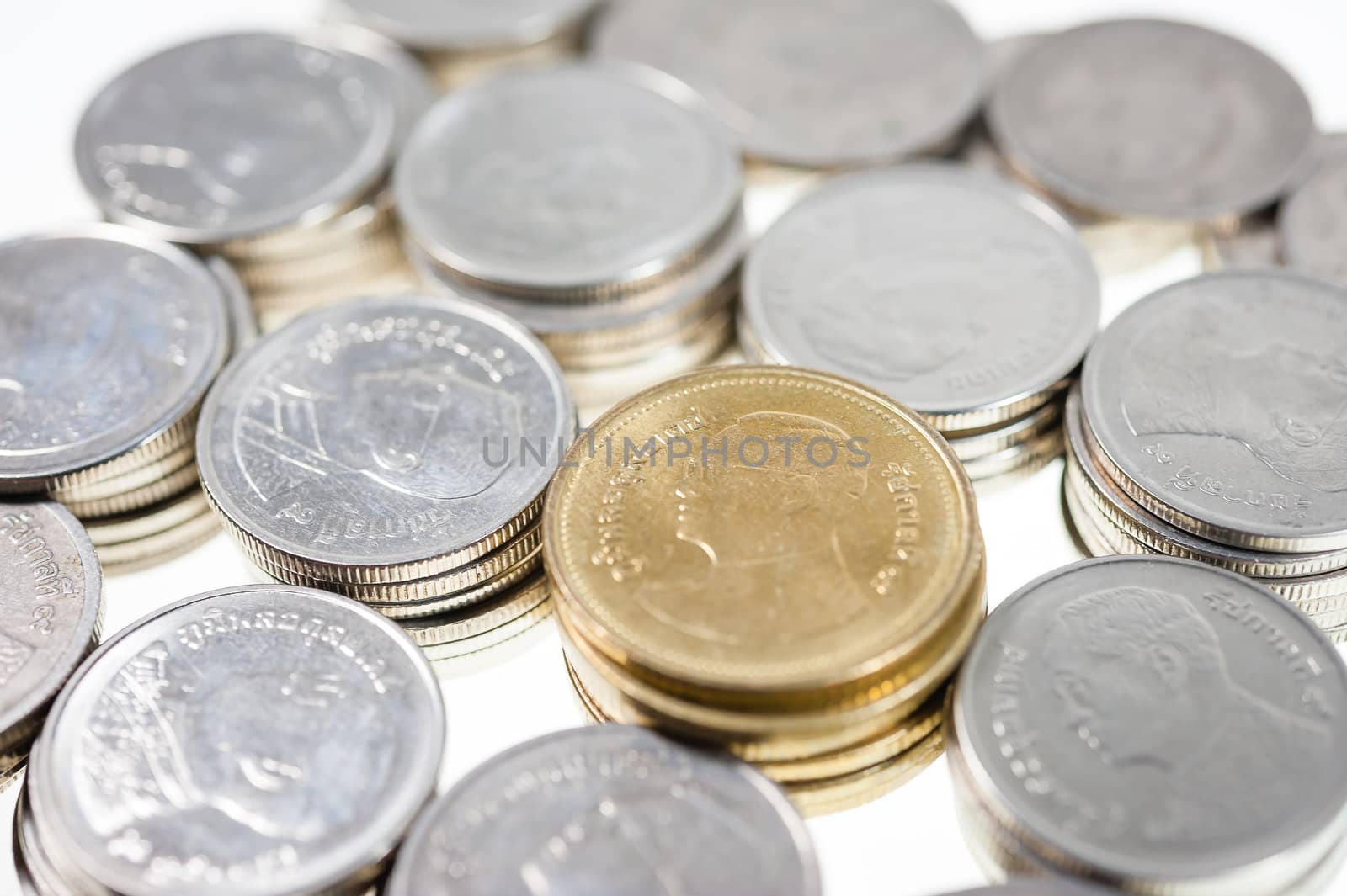 money Coins thai bath sort on white background