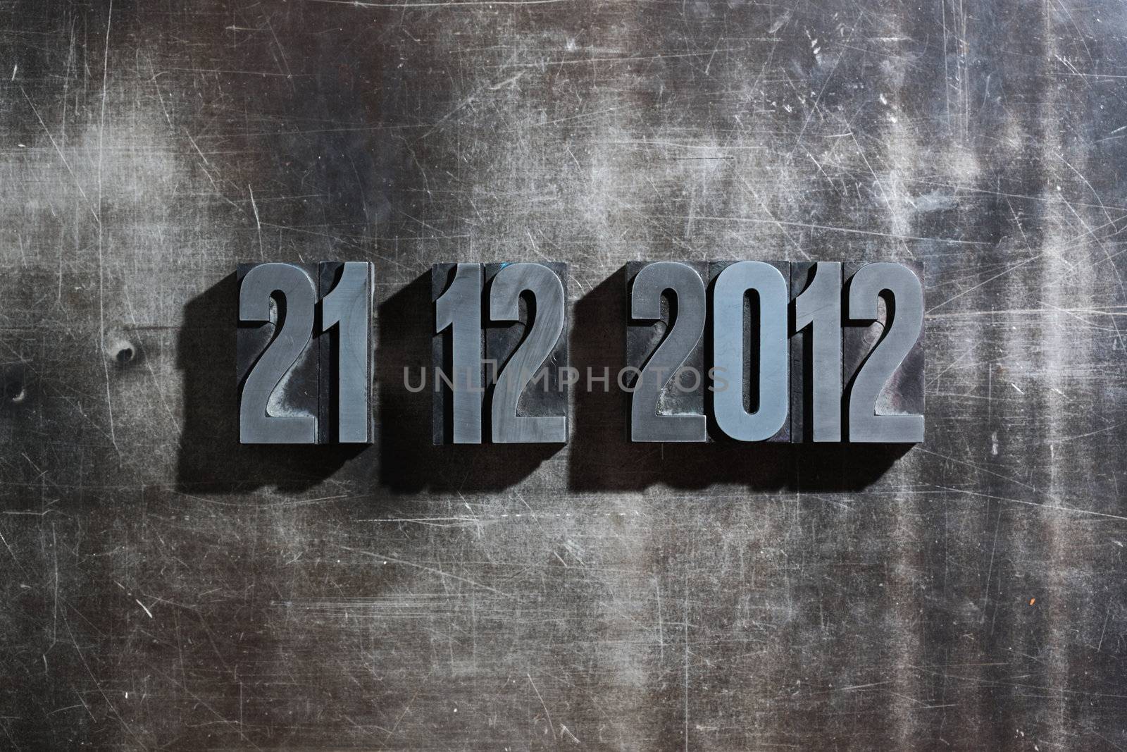 antique metal letter-press typ: Doomsday 21. December 2012