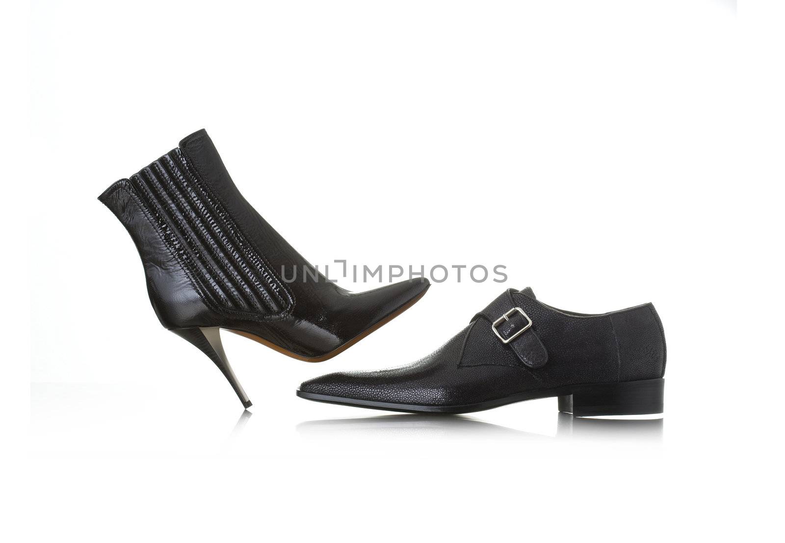 Black shoes isolated on the white background 