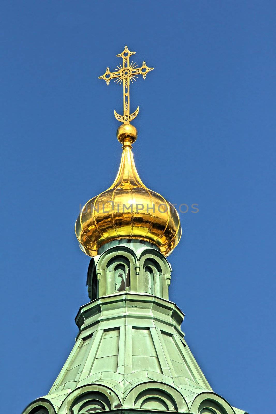 Closeup of the Uspenski Cathedral, Helsinki, Finland by Arvebettum