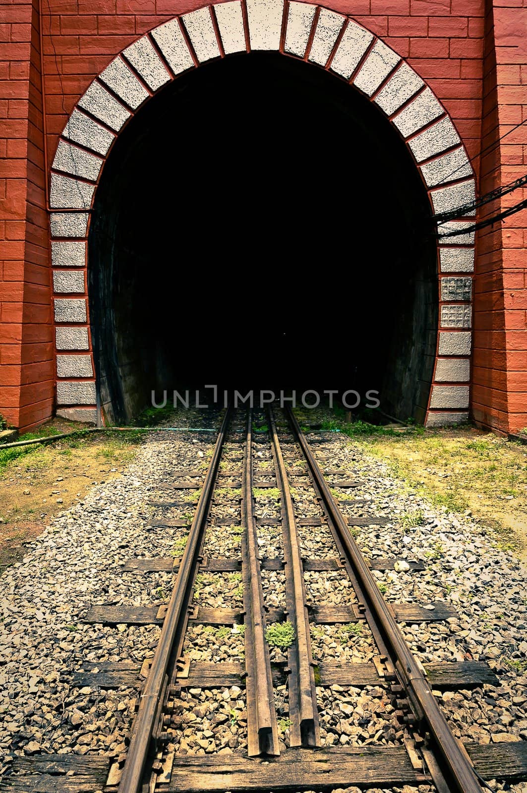 Tunnel of the train with railway in thailand by moggara12