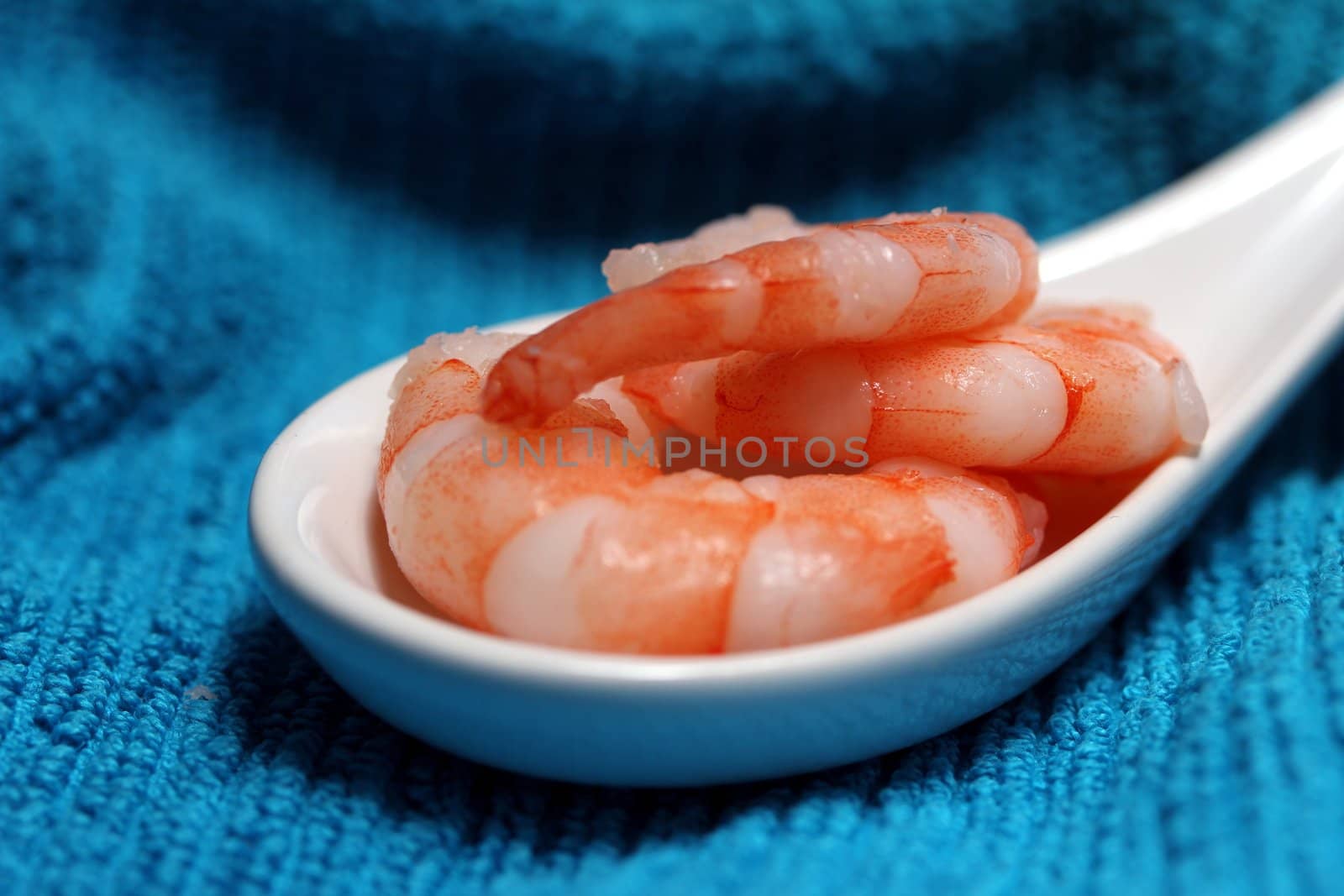 tasty fresh shrimps on a spoon by Teka77