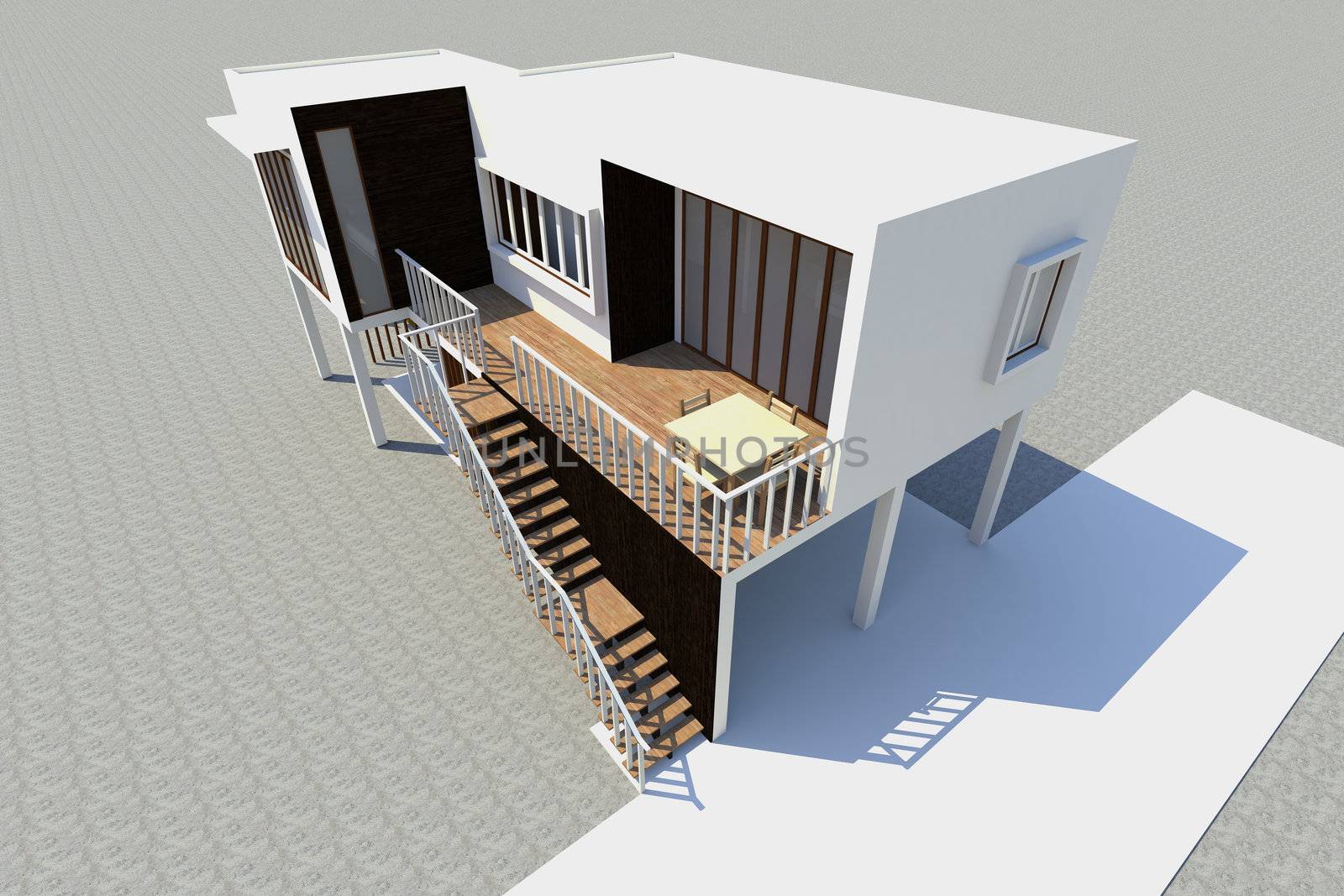 3d Modern house rendered