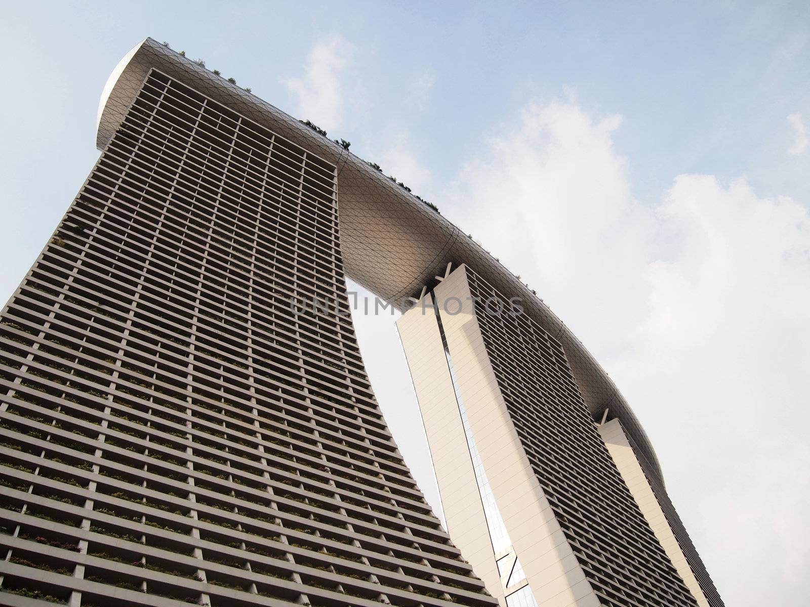 SINGAPORE - JAN 1, 2012: The new Marina Bay Sands resort on a late afternoon. Taken on January 1, 2012 in Singapore
