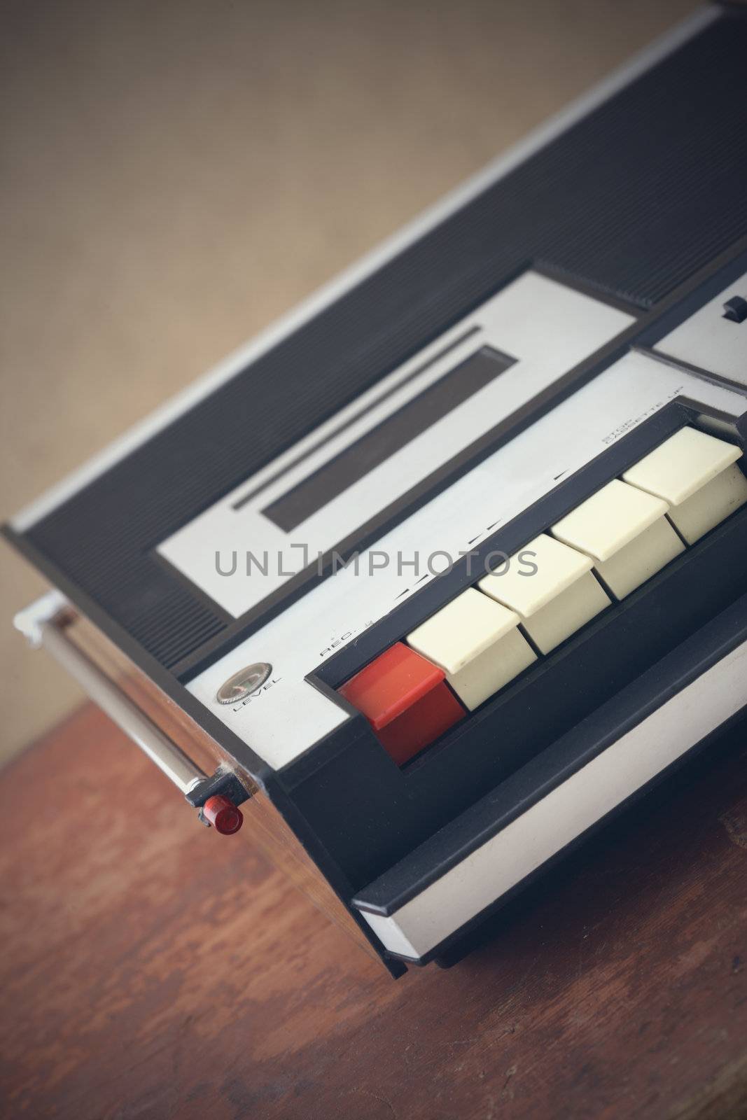 old monophonic cassette recorder from the early 1970s
