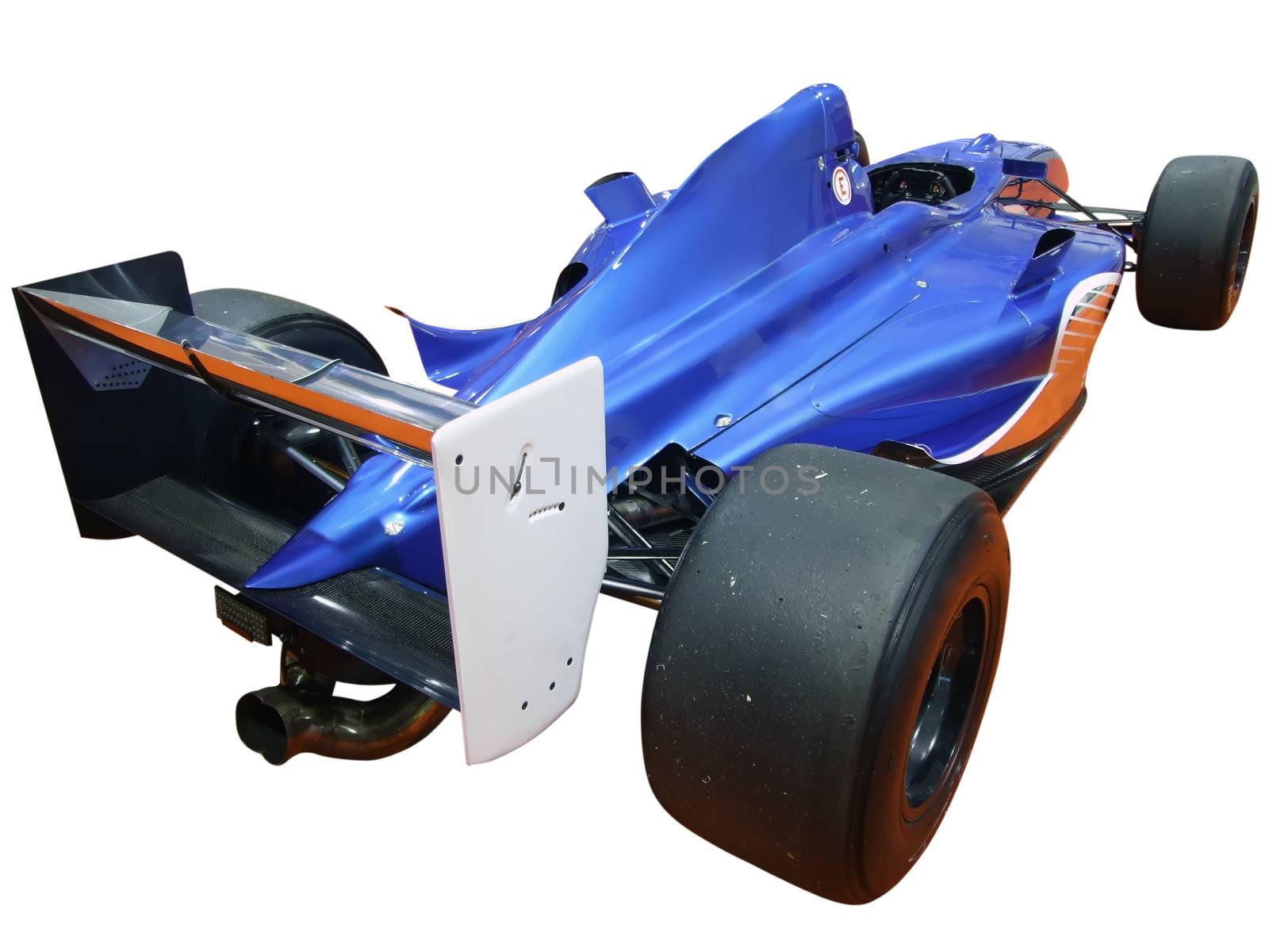 Backside of sport racing car isolated