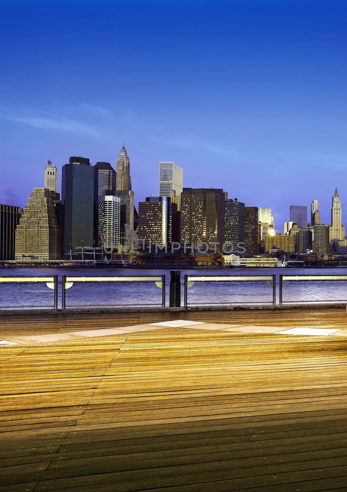 Downtown Brooklyn skyline in New York City at night