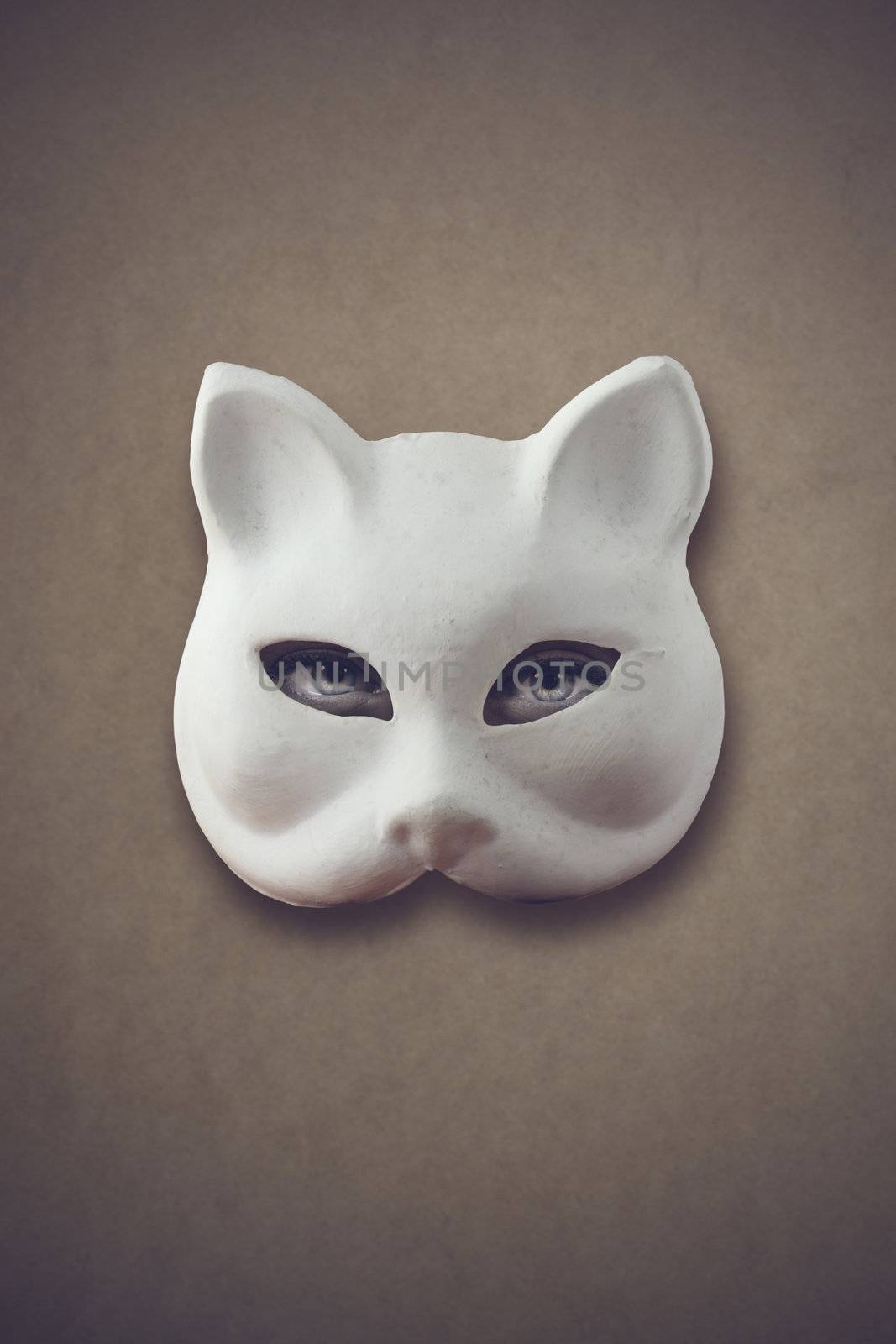 mysterious woman: woman's eyes with a cat mask