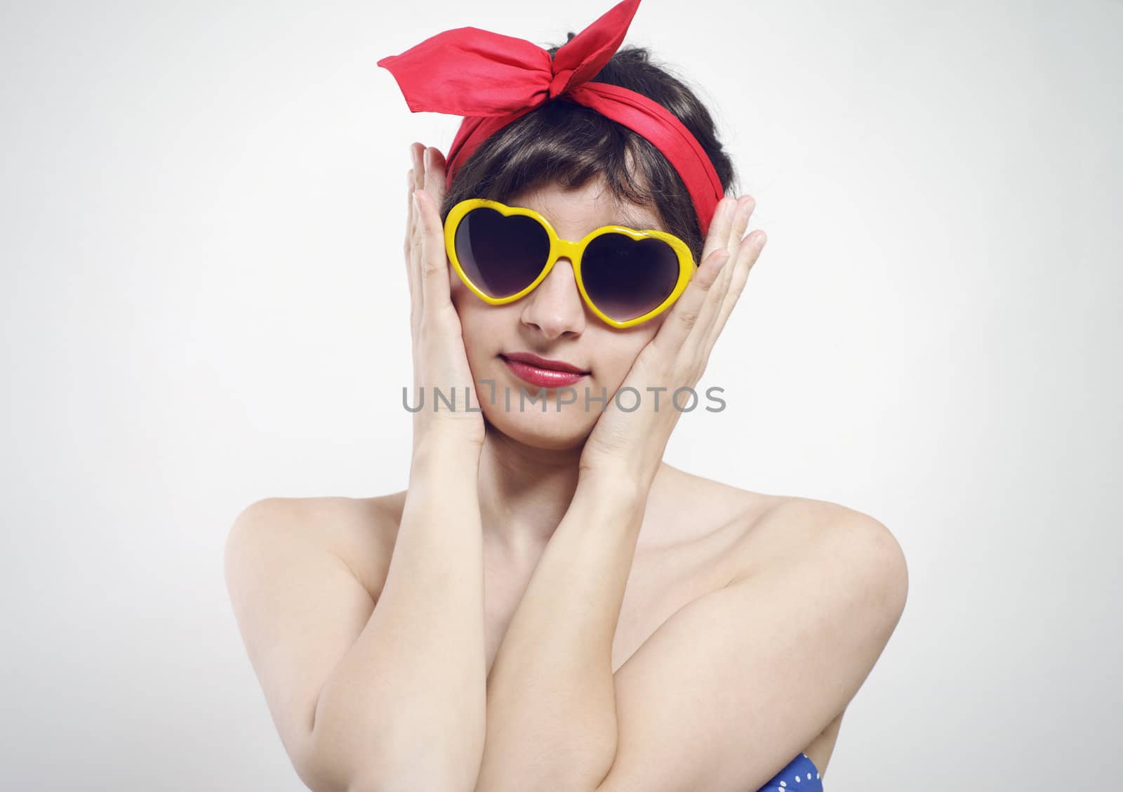 beautiful pin up girl in sunglasses 