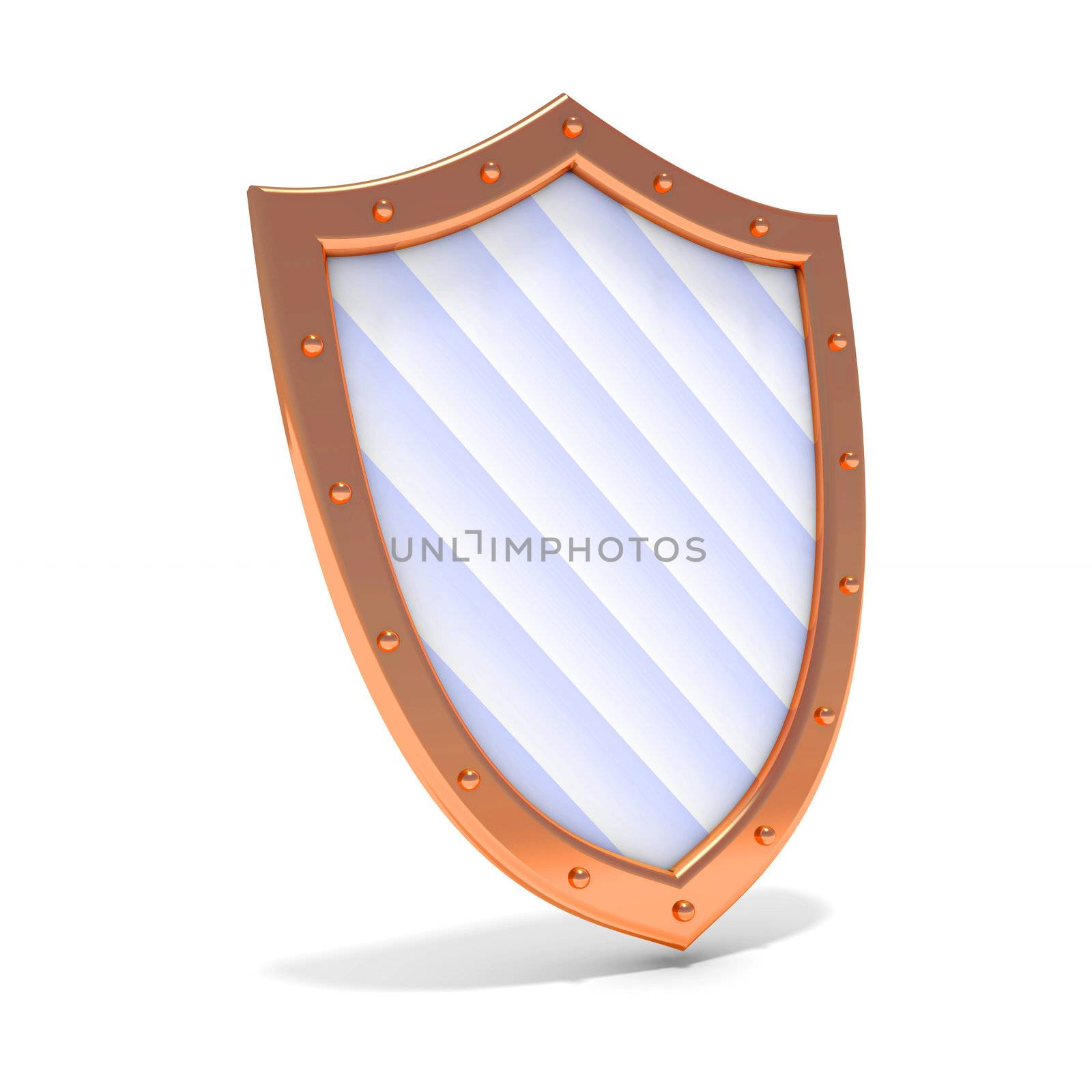 Protection concept. 3d illustration of bronze shield