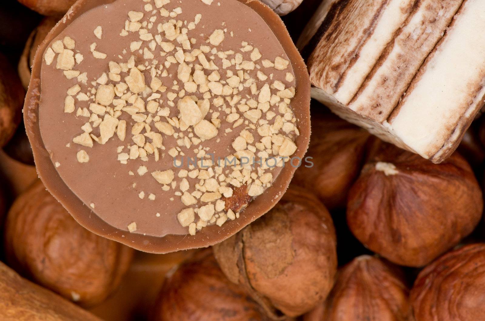 Closeup of coffee beans, cinnamon and nuts